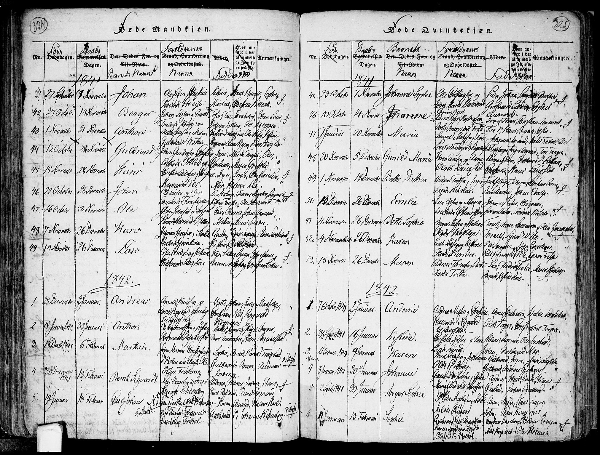 Trøgstad prestekontor Kirkebøker, SAO/A-10925/F/Fa/L0006: Parish register (official) no. I 6, 1815-1844, p. 324-325