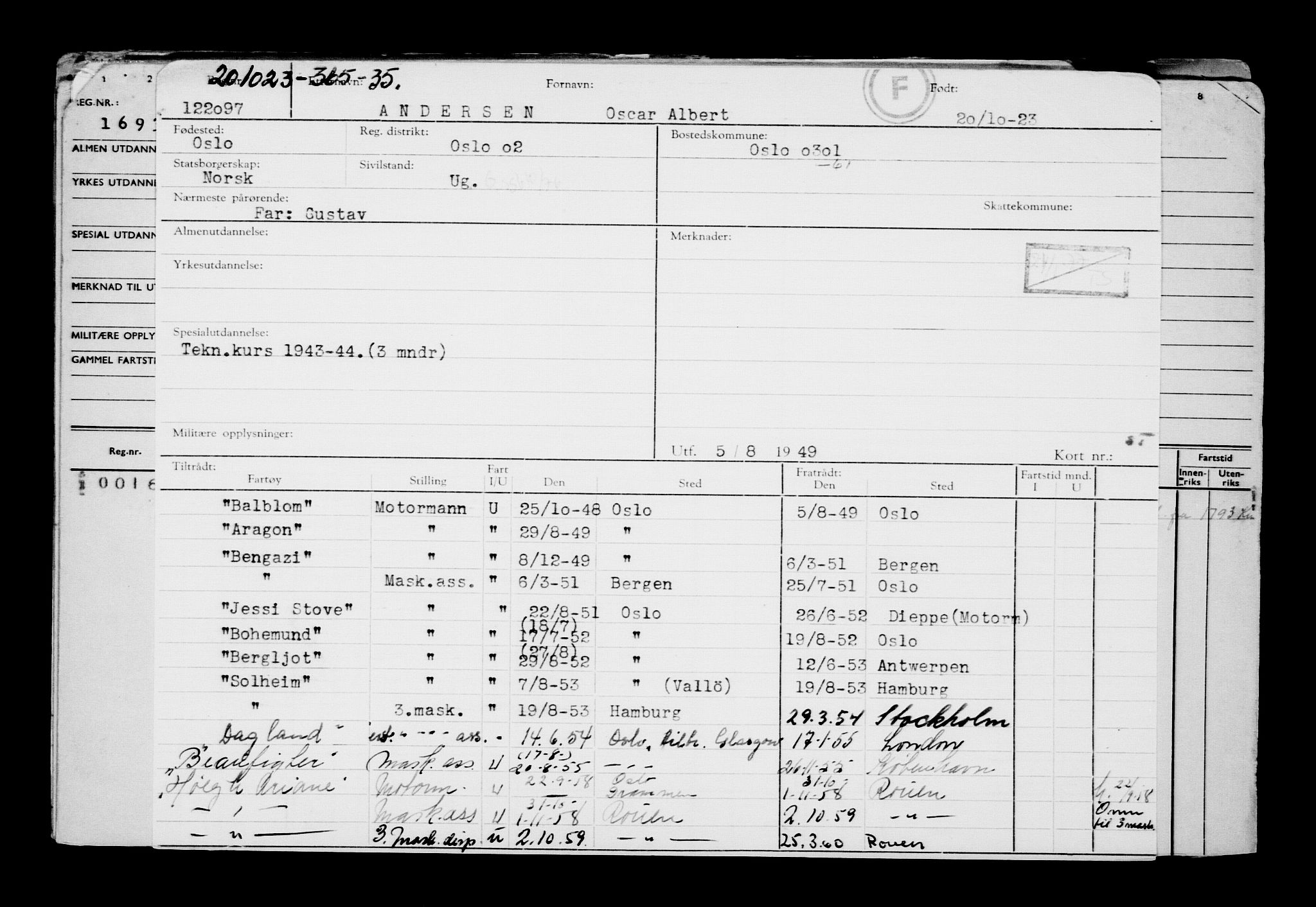 Direktoratet for sjømenn, RA/S-3545/G/Gb/L0224: Hovedkort, 1923, p. 108