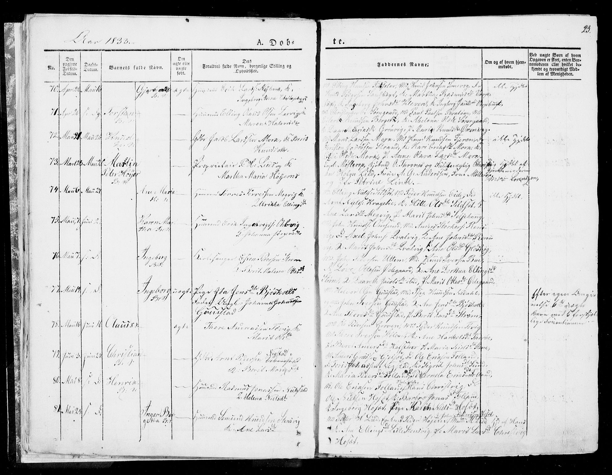 Ministerialprotokoller, klokkerbøker og fødselsregistre - Møre og Romsdal, AV/SAT-A-1454/568/L0803: Parish register (official) no. 568A10, 1830-1853, p. 23