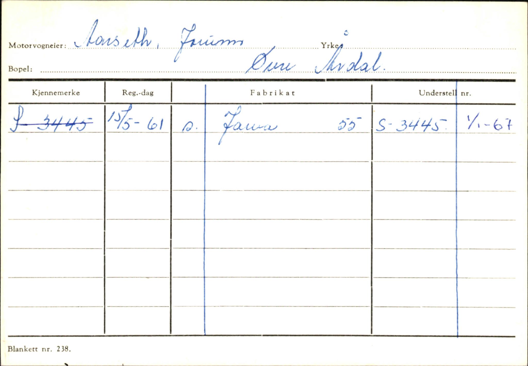 Statens vegvesen, Sogn og Fjordane vegkontor, AV/SAB-A-5301/4/F/L0146: Registerkort Årdal R-Å samt diverse kort, 1945-1975, p. 1539