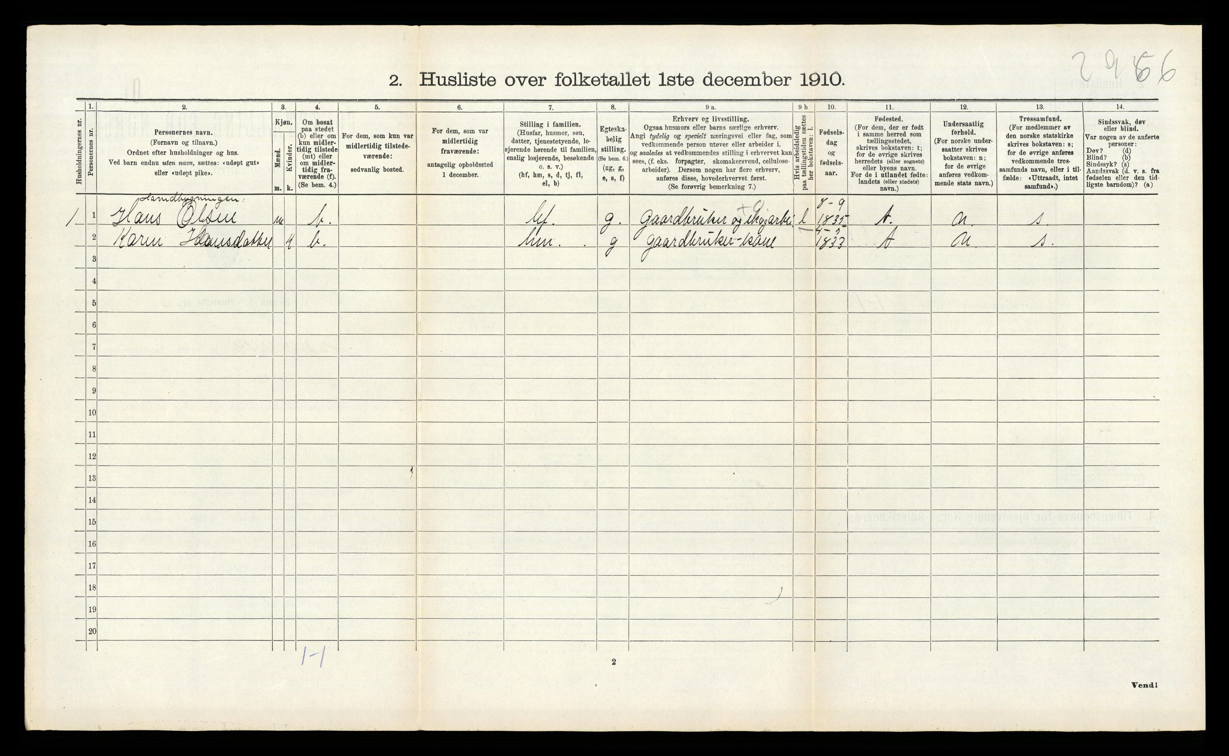 RA, 1910 census for Hamarøy, 1910, p. 843