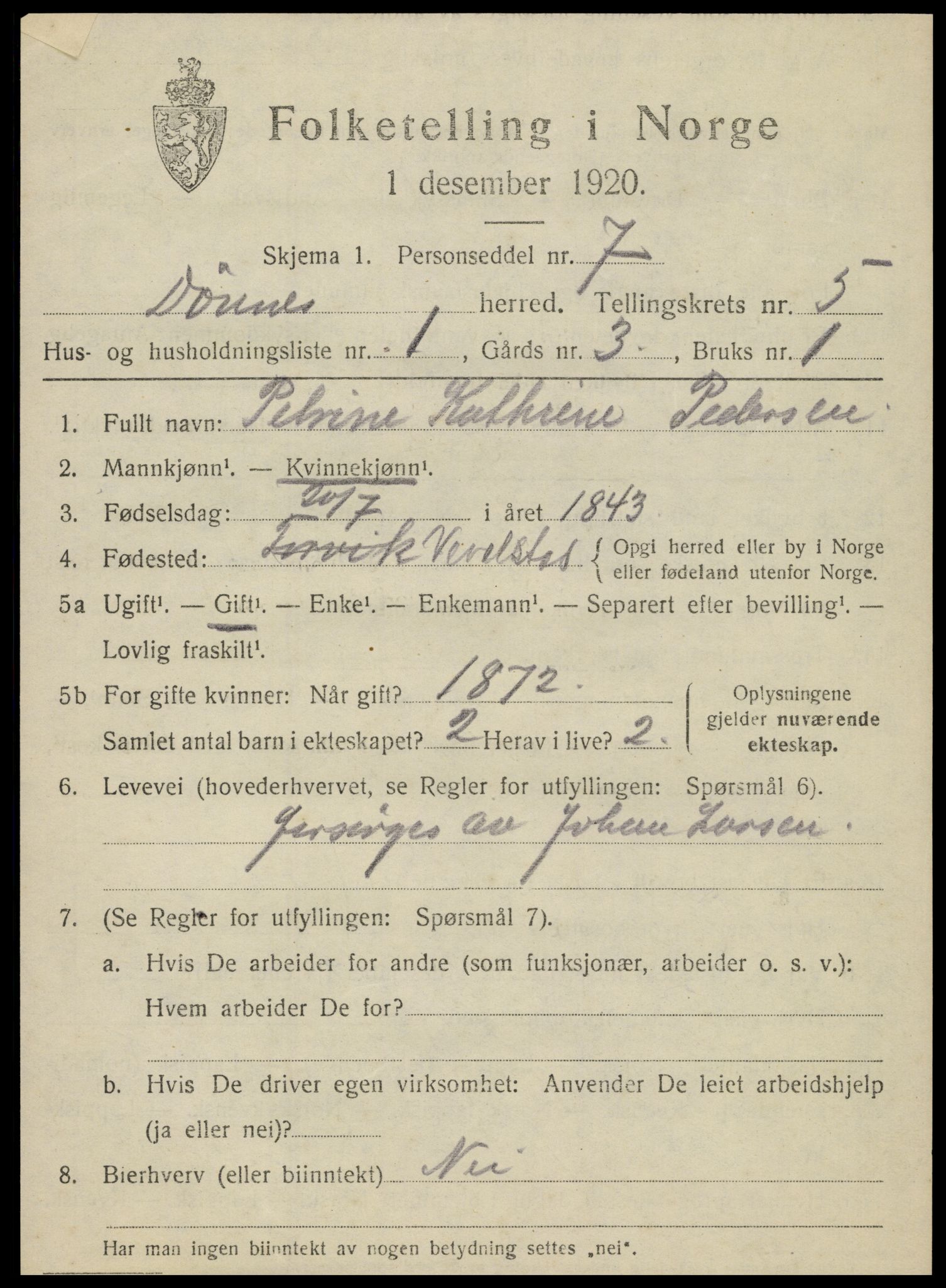 SAT, 1920 census for Dønnes, 1920, p. 2886