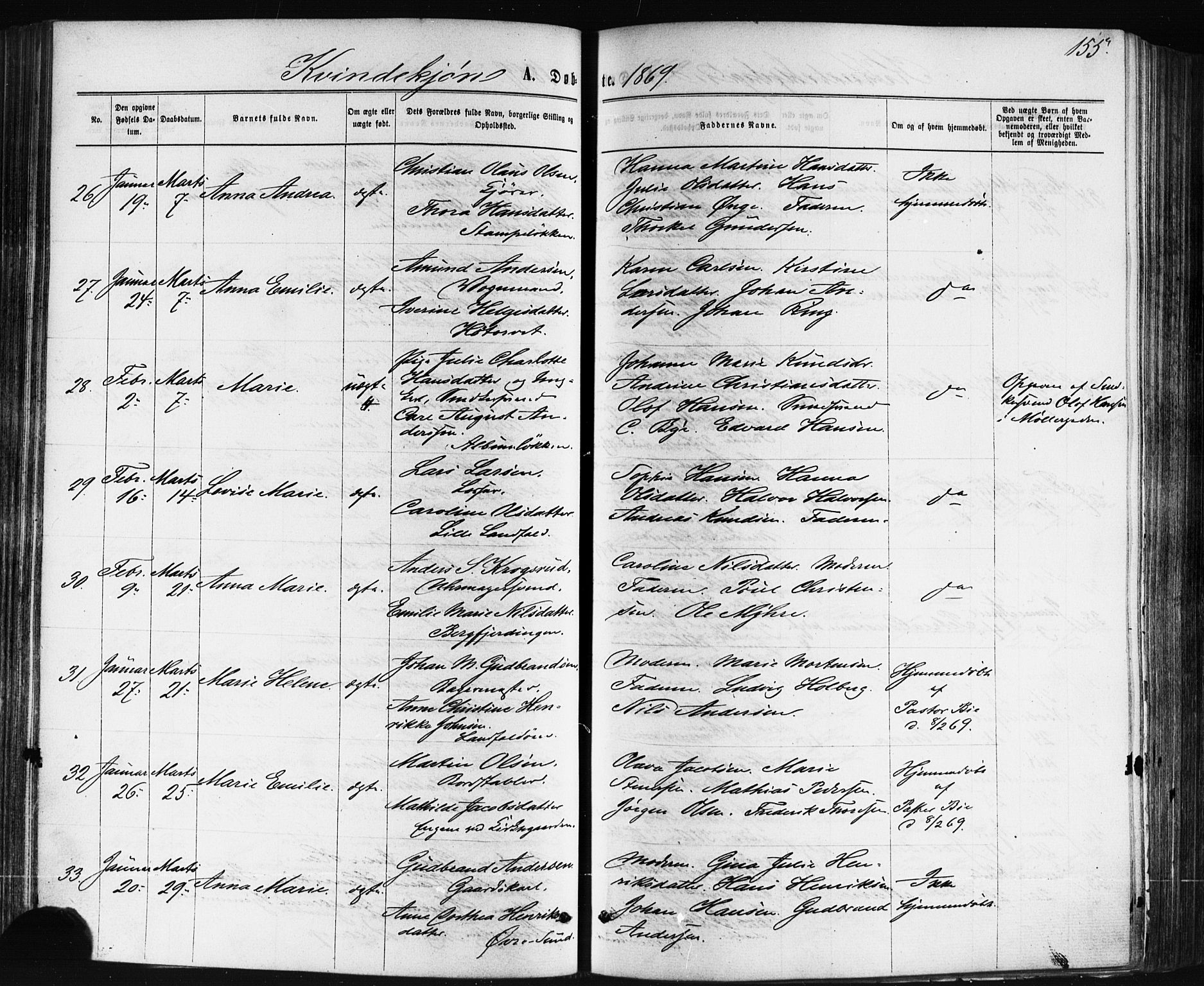 Bragernes kirkebøker, AV/SAKO-A-6/F/Fb/L0004: Parish register (official) no. II 4, 1869-1875, p. 155