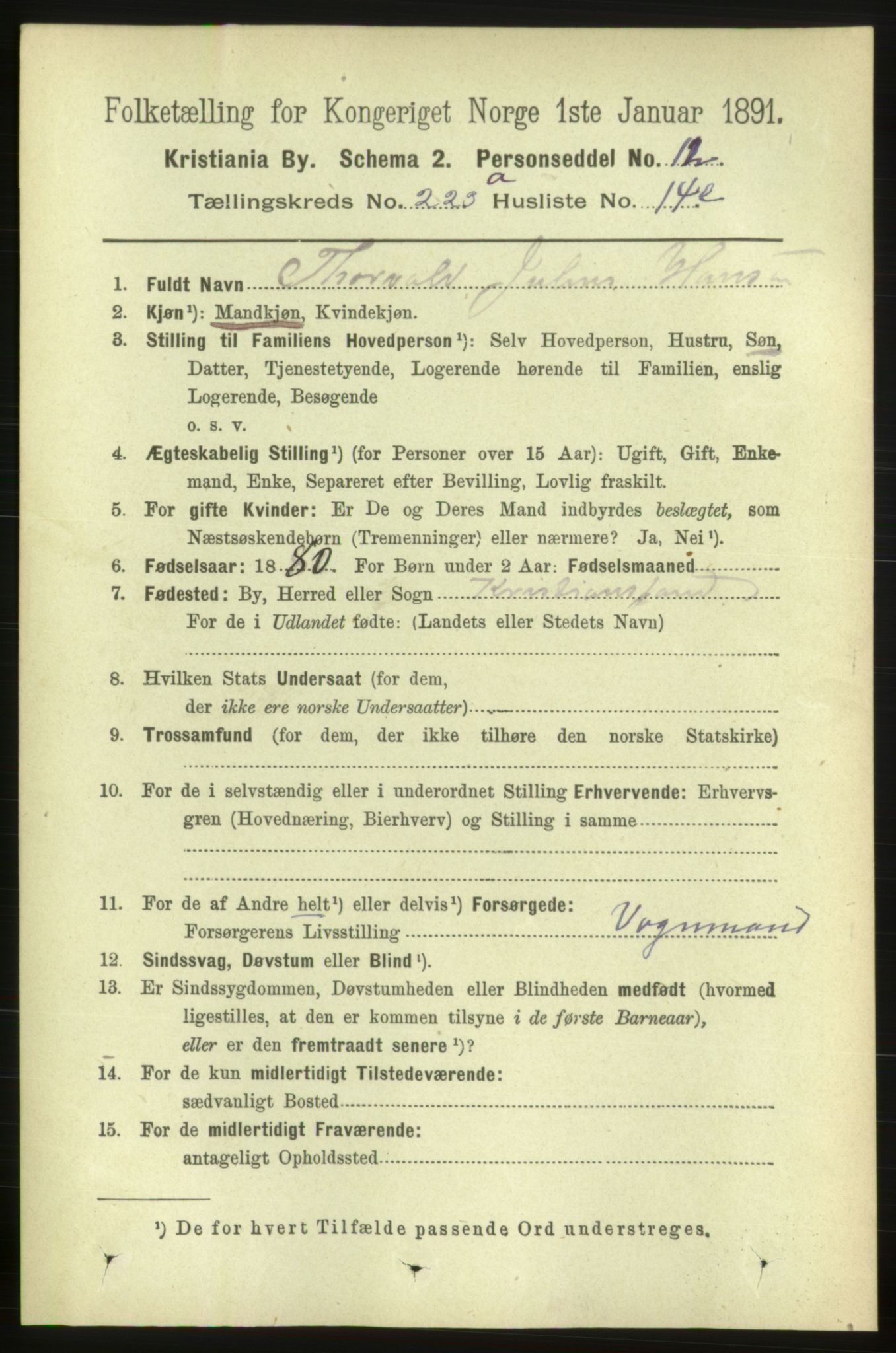 RA, 1891 census for 0301 Kristiania, 1891, p. 134721