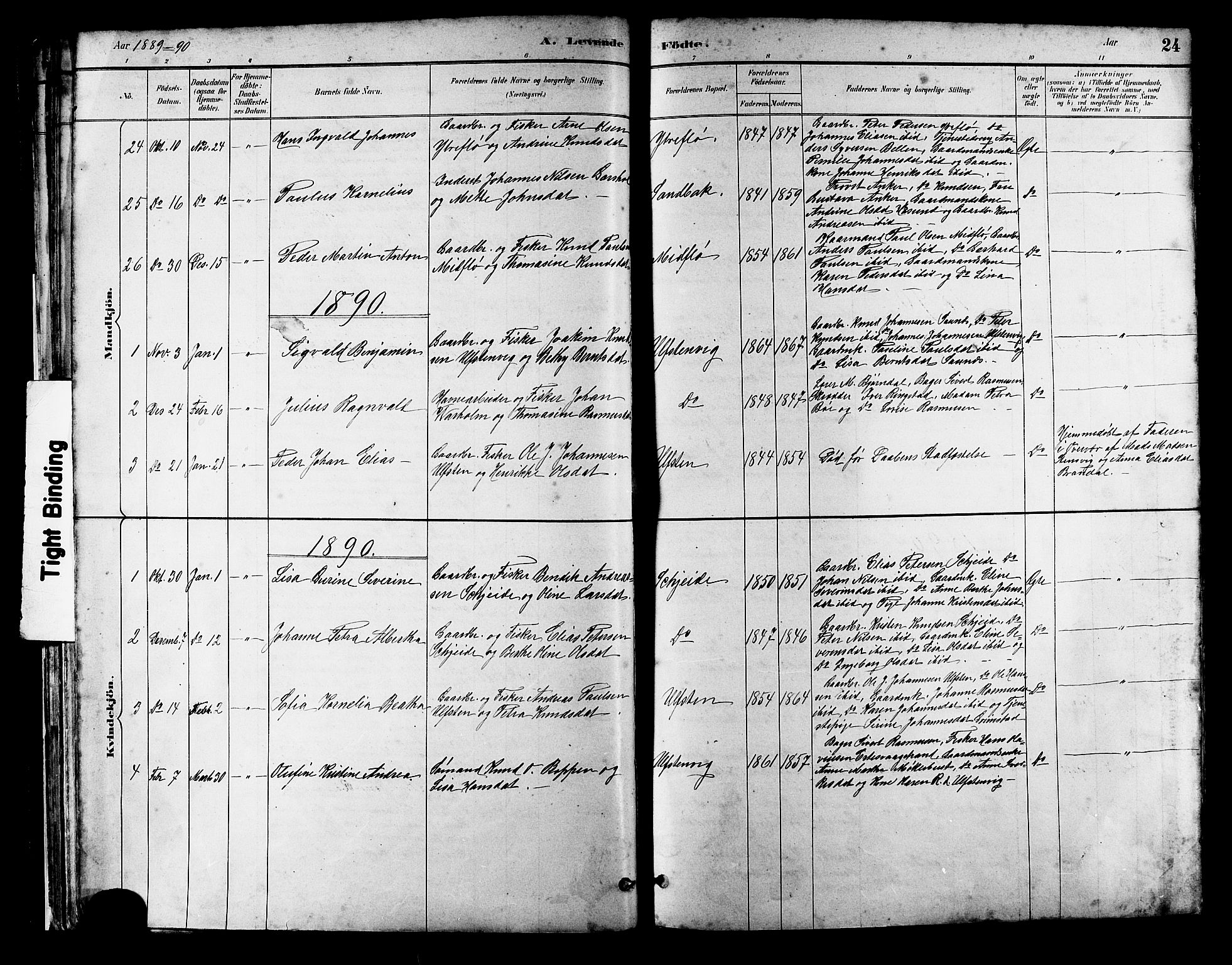 Ministerialprotokoller, klokkerbøker og fødselsregistre - Møre og Romsdal, AV/SAT-A-1454/509/L0112: Parish register (copy) no. 509C02, 1883-1922, p. 24