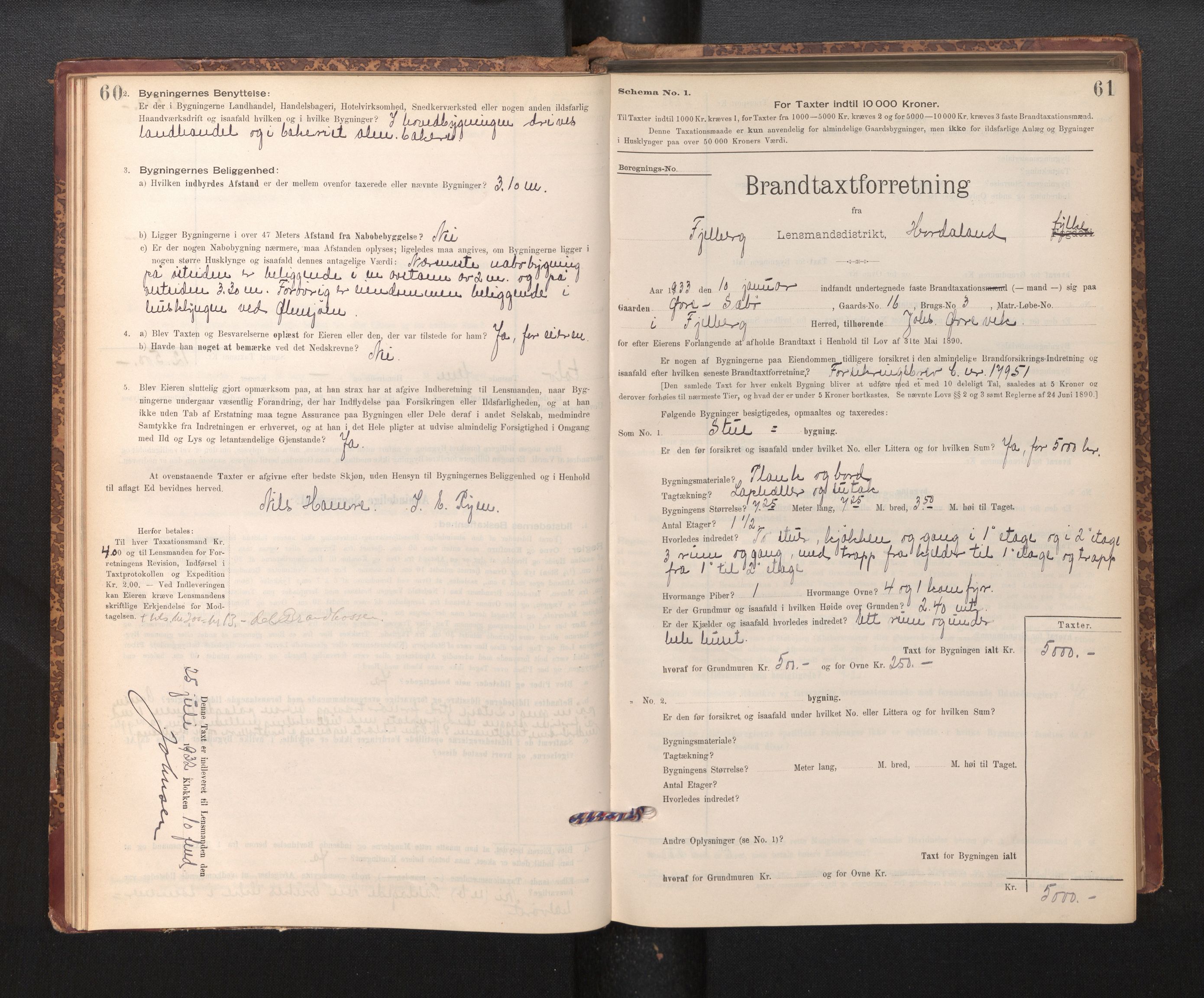 Lensmannen i Fjelberg, SAB/A-32101/0012/L0007: Branntakstprotokoll, skjematakst, 1895-1949, p. 60-61