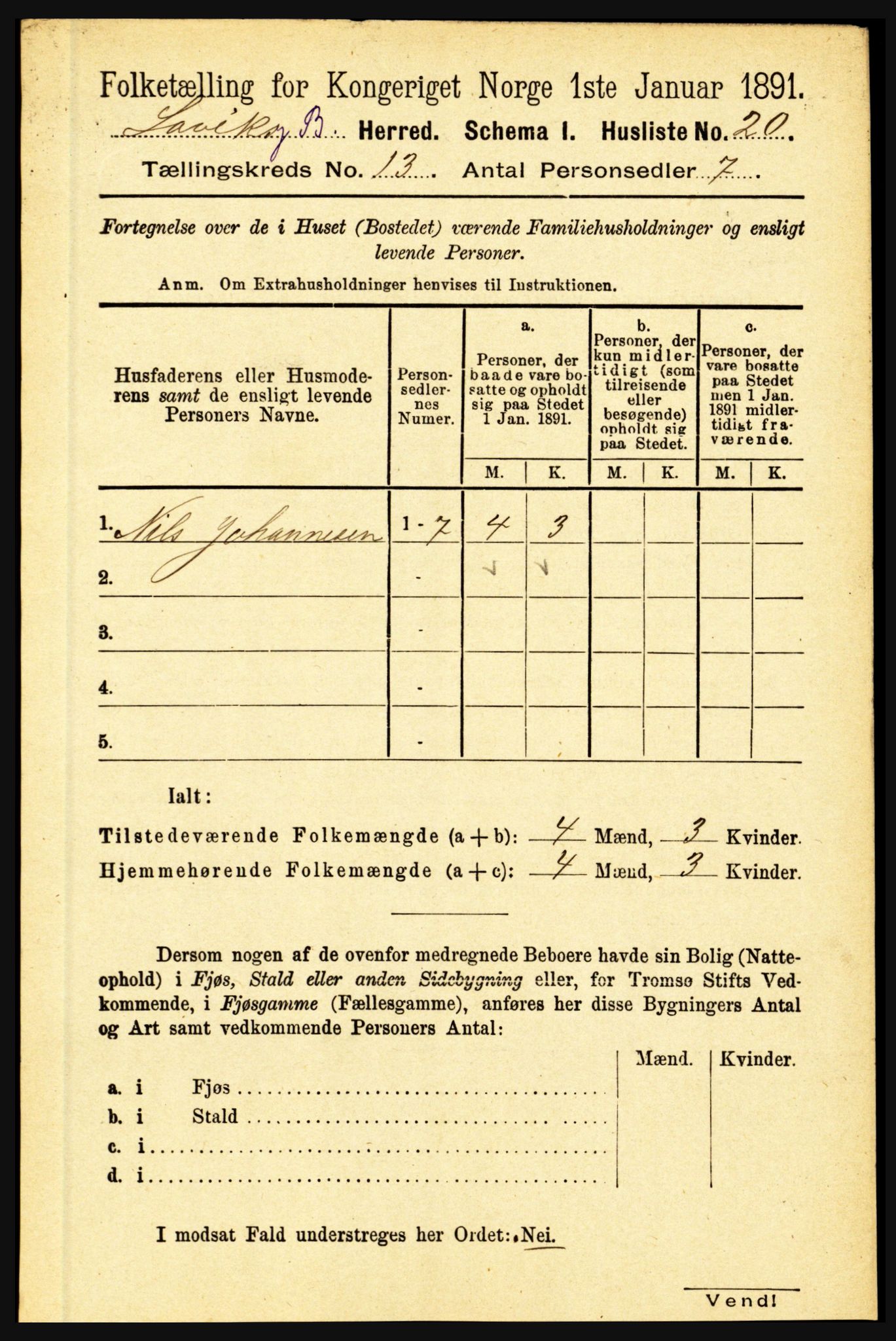 RA, 1891 census for 1415 Lavik og Brekke, 1891, p. 2511