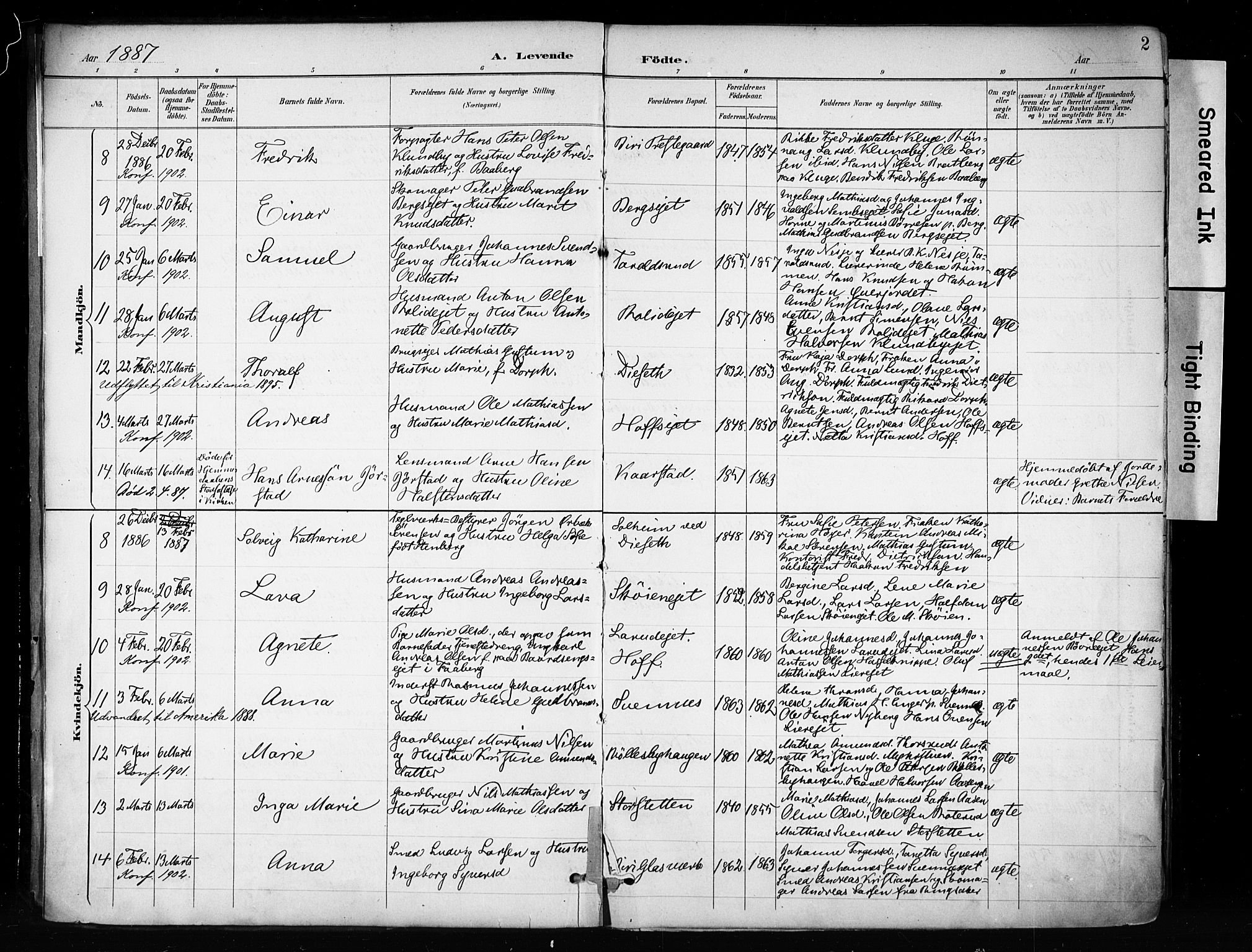 Biri prestekontor, AV/SAH-PREST-096/H/Ha/Haa/L0009: Parish register (official) no. 9, 1887-1900, p. 2