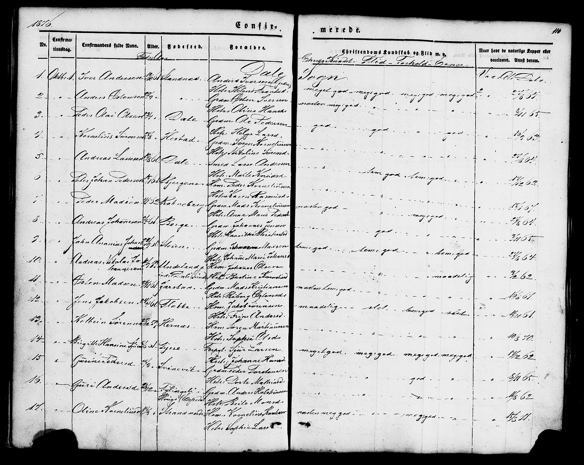 Fjaler sokneprestembete, AV/SAB-A-79801/H/Haa/Haaa/L0008: Parish register (official) no. A 8, 1850-1886, p. 116