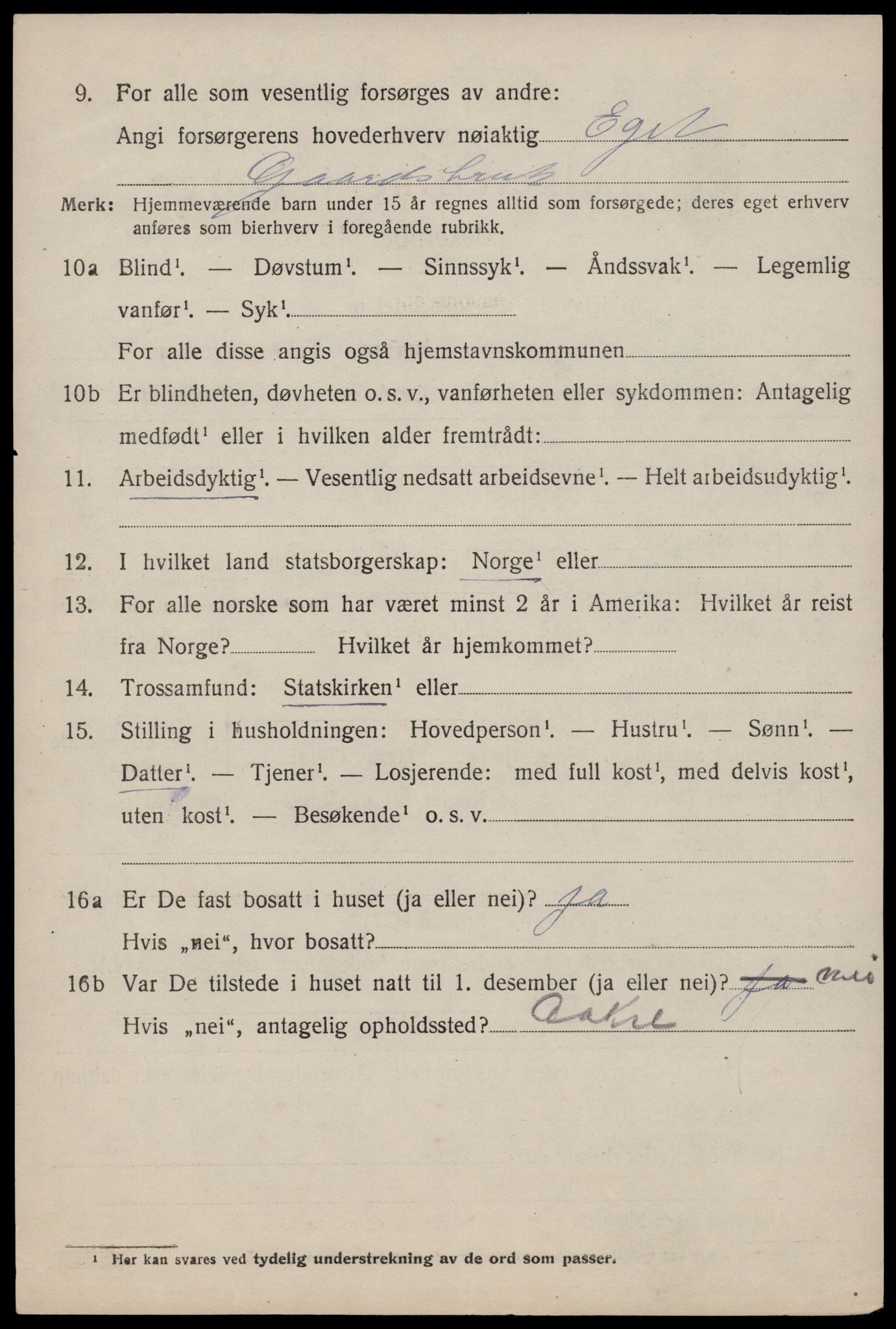 SAST, 1920 census for Skudenes, 1920, p. 3993