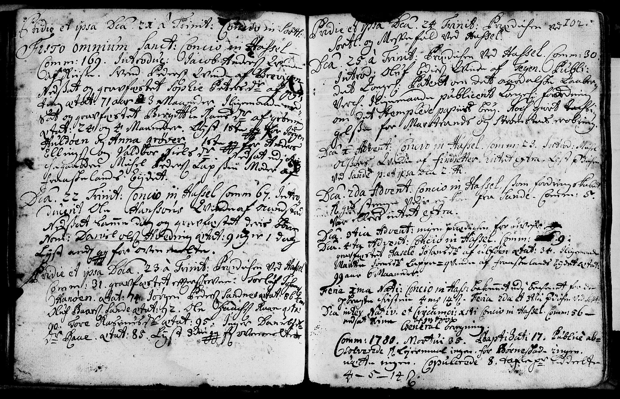 Ministerialprotokoller, klokkerbøker og fødselsregistre - Nordland, AV/SAT-A-1459/888/L1231: Parish register (official) no. 888A01 /1, 1693-1738, p. 102