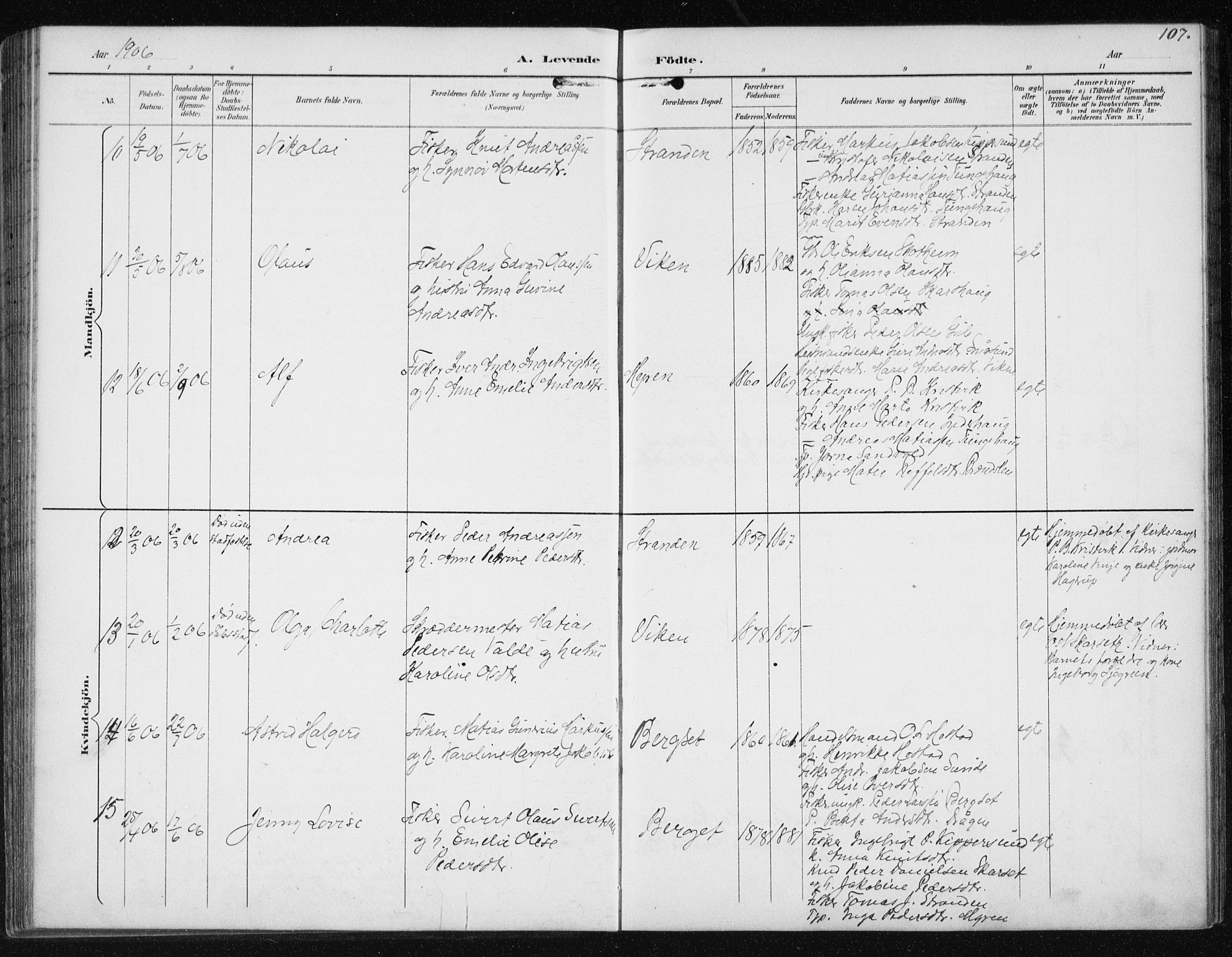 Ministerialprotokoller, klokkerbøker og fødselsregistre - Møre og Romsdal, AV/SAT-A-1454/566/L0773: Parish register (copy) no. 566C02, 1892-1909, p. 107