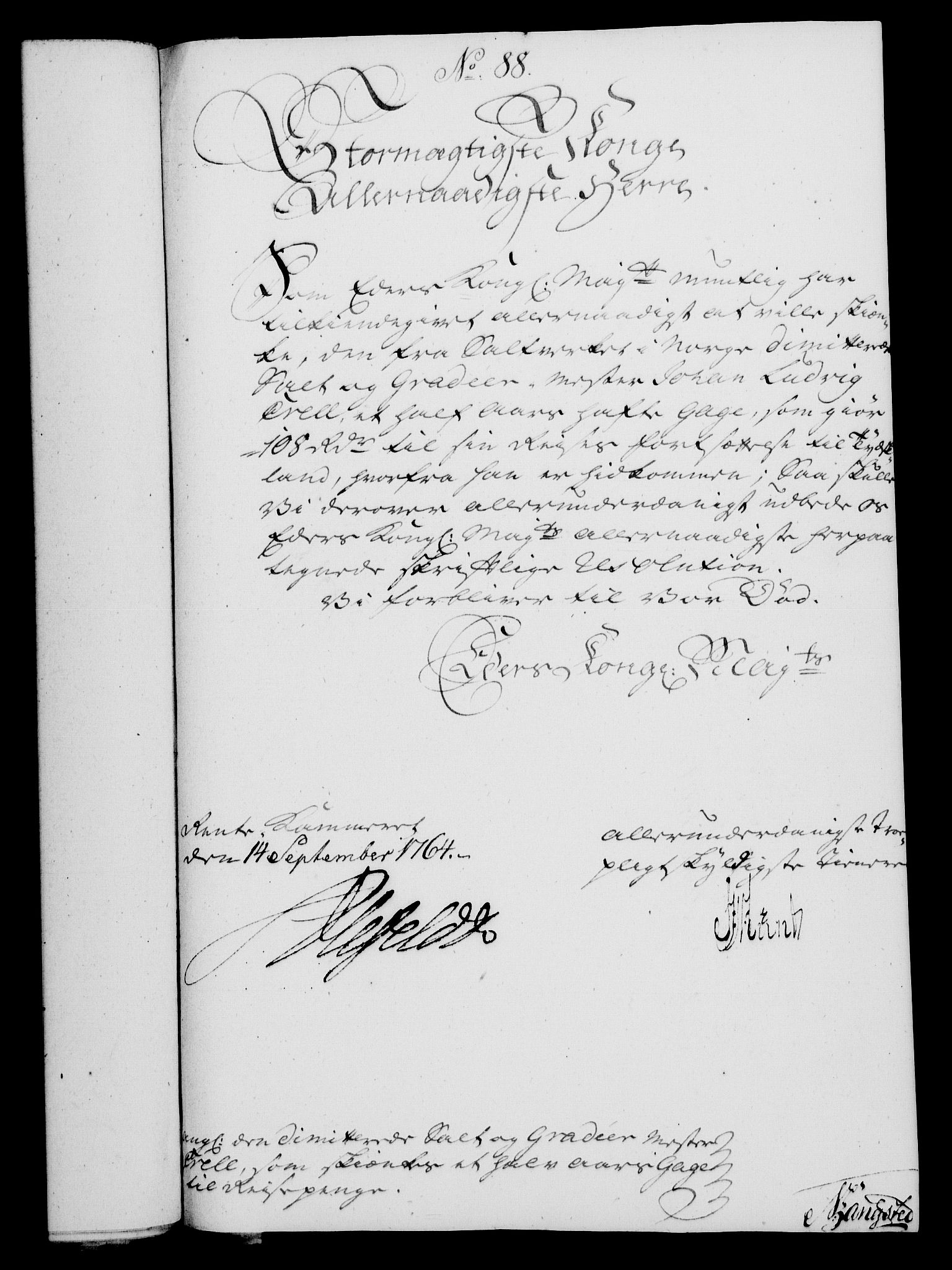 Rentekammeret, Kammerkanselliet, AV/RA-EA-3111/G/Gf/Gfa/L0046: Norsk relasjons- og resolusjonsprotokoll (merket RK 52.46), 1764, p. 366