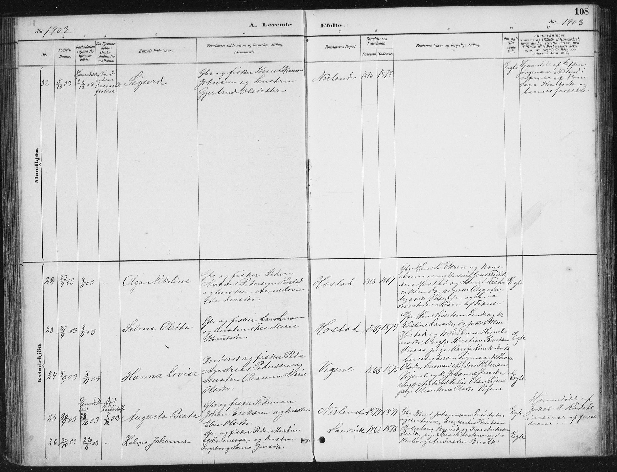Ministerialprotokoller, klokkerbøker og fødselsregistre - Møre og Romsdal, SAT/A-1454/567/L0783: Parish register (copy) no. 567C03, 1887-1903, p. 108
