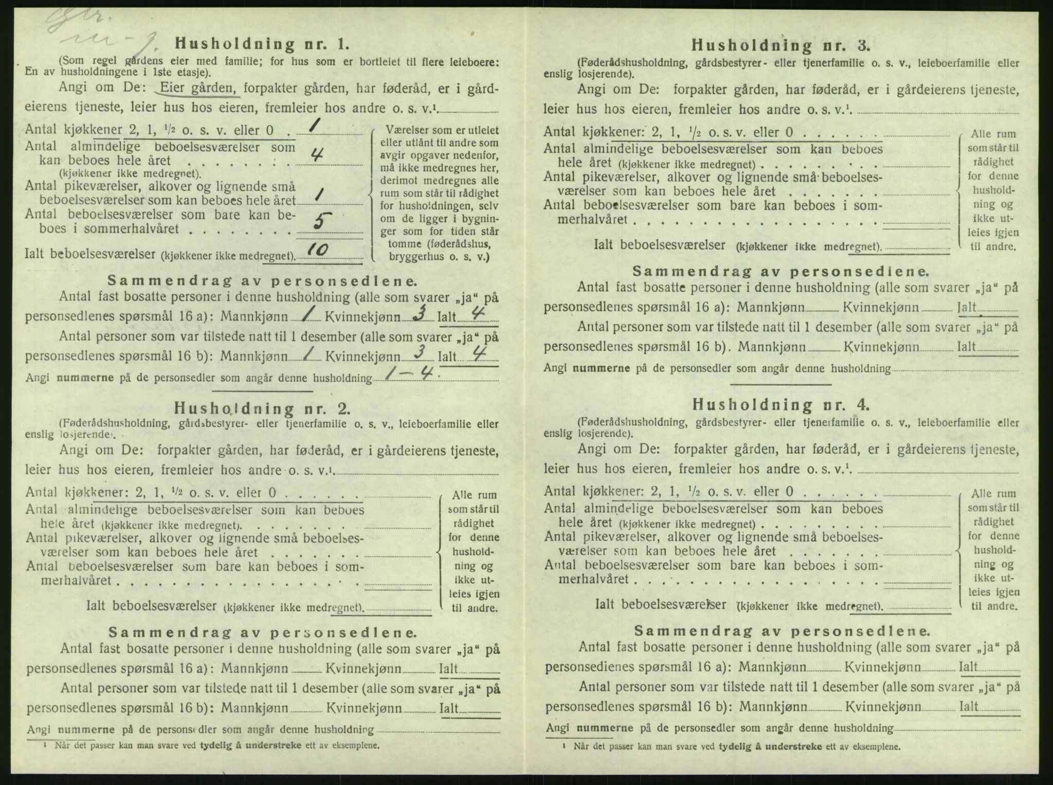 SAT, 1920 census for Nesna, 1920, p. 940