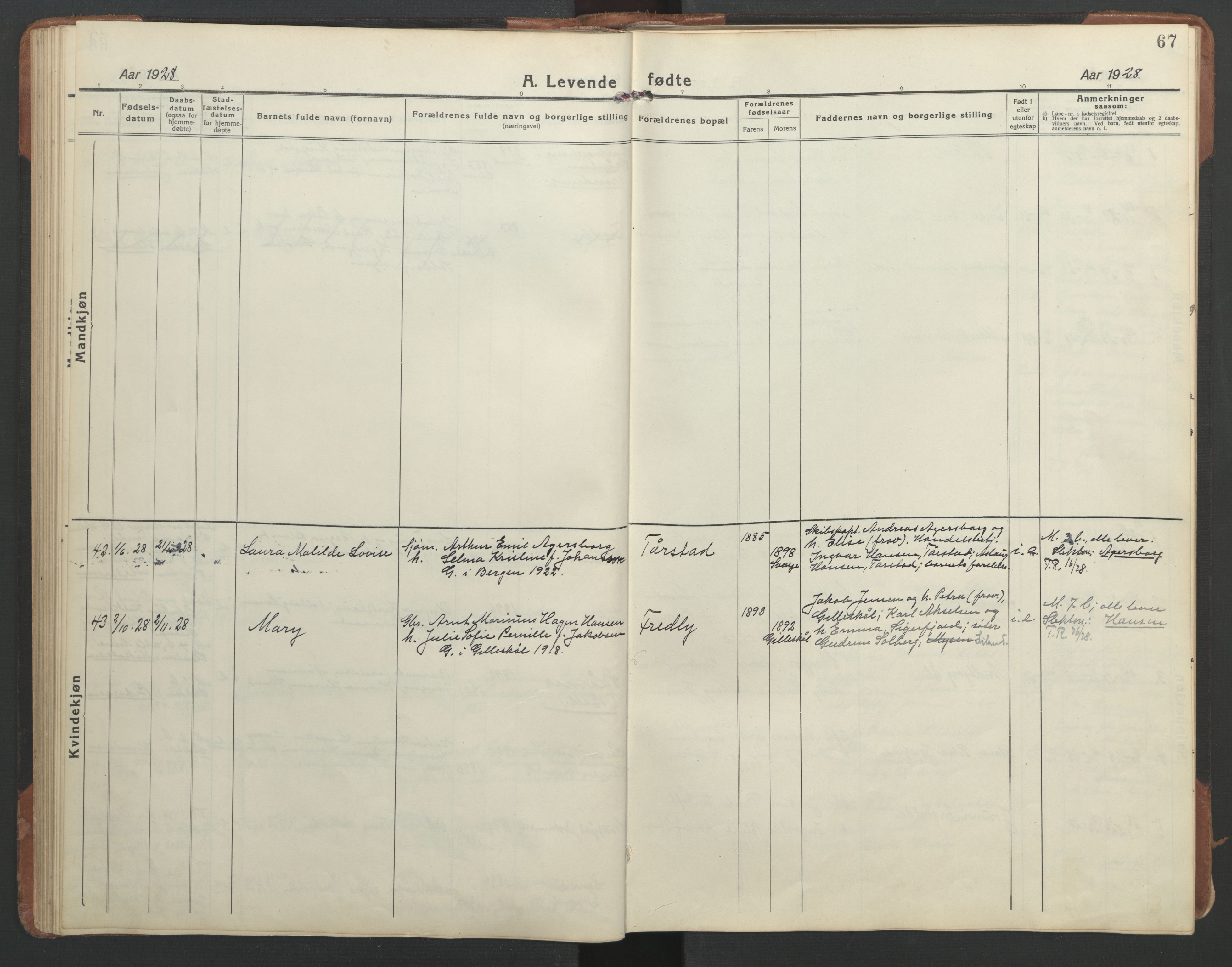 Ministerialprotokoller, klokkerbøker og fødselsregistre - Nordland, SAT/A-1459/863/L0919: Parish register (copy) no. 863C09, 1921-1941, p. 67