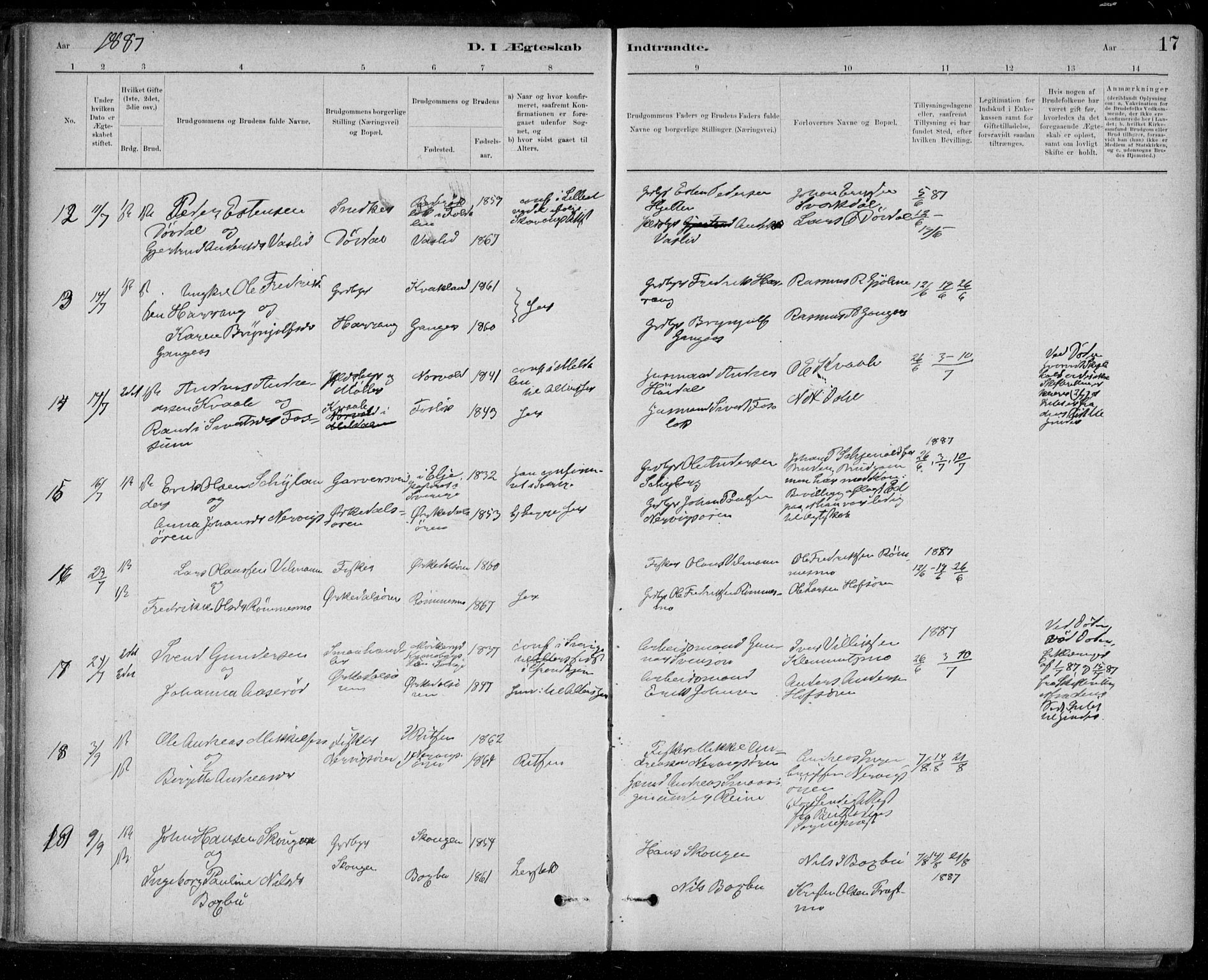 Ministerialprotokoller, klokkerbøker og fødselsregistre - Sør-Trøndelag, AV/SAT-A-1456/668/L0810: Parish register (official) no. 668A10, 1881-1894, p. 17