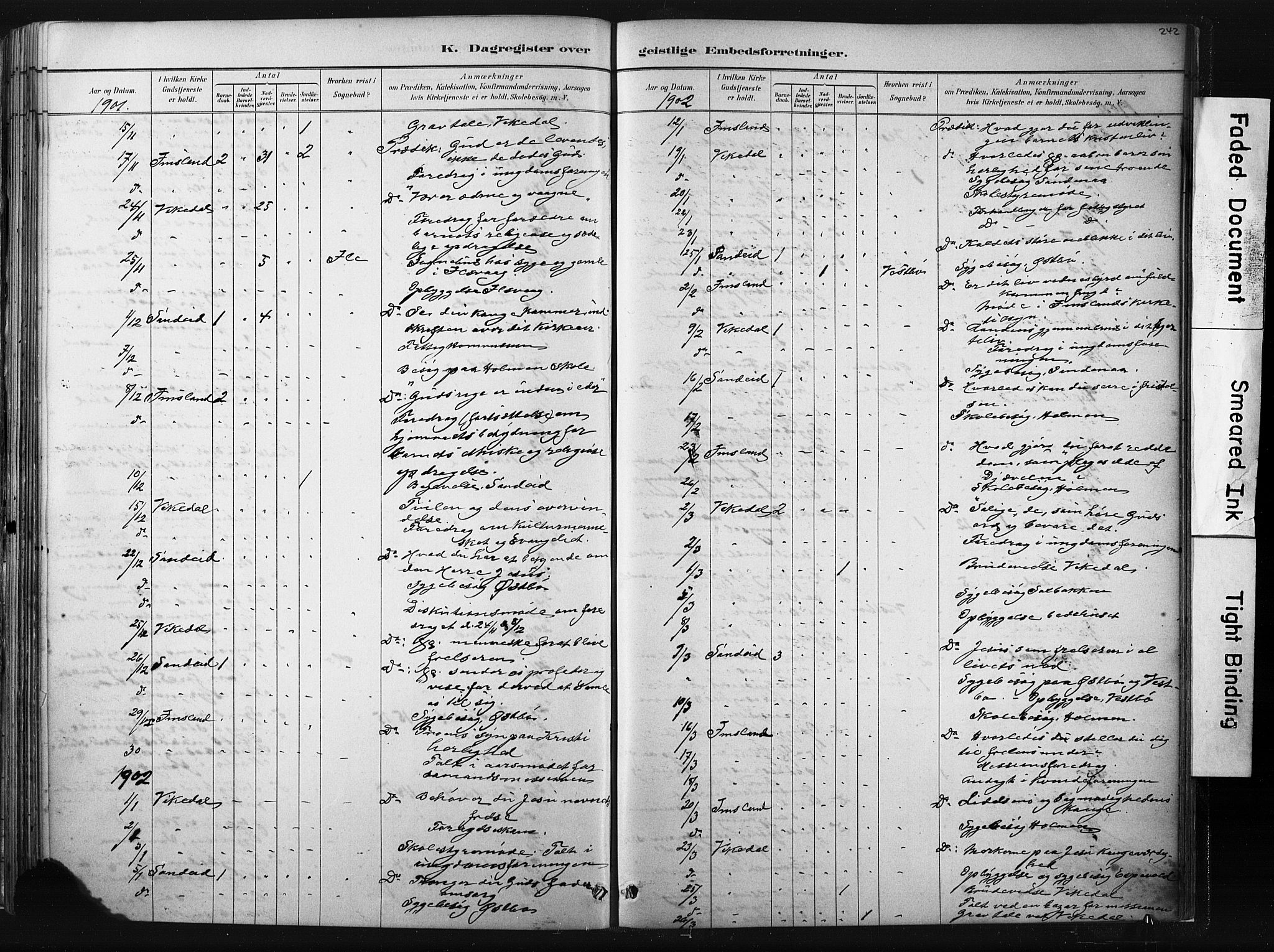 Vikedal sokneprestkontor, AV/SAST-A-101840/01/IV: Parish register (official) no. A 10, 1884-1907, p. 242