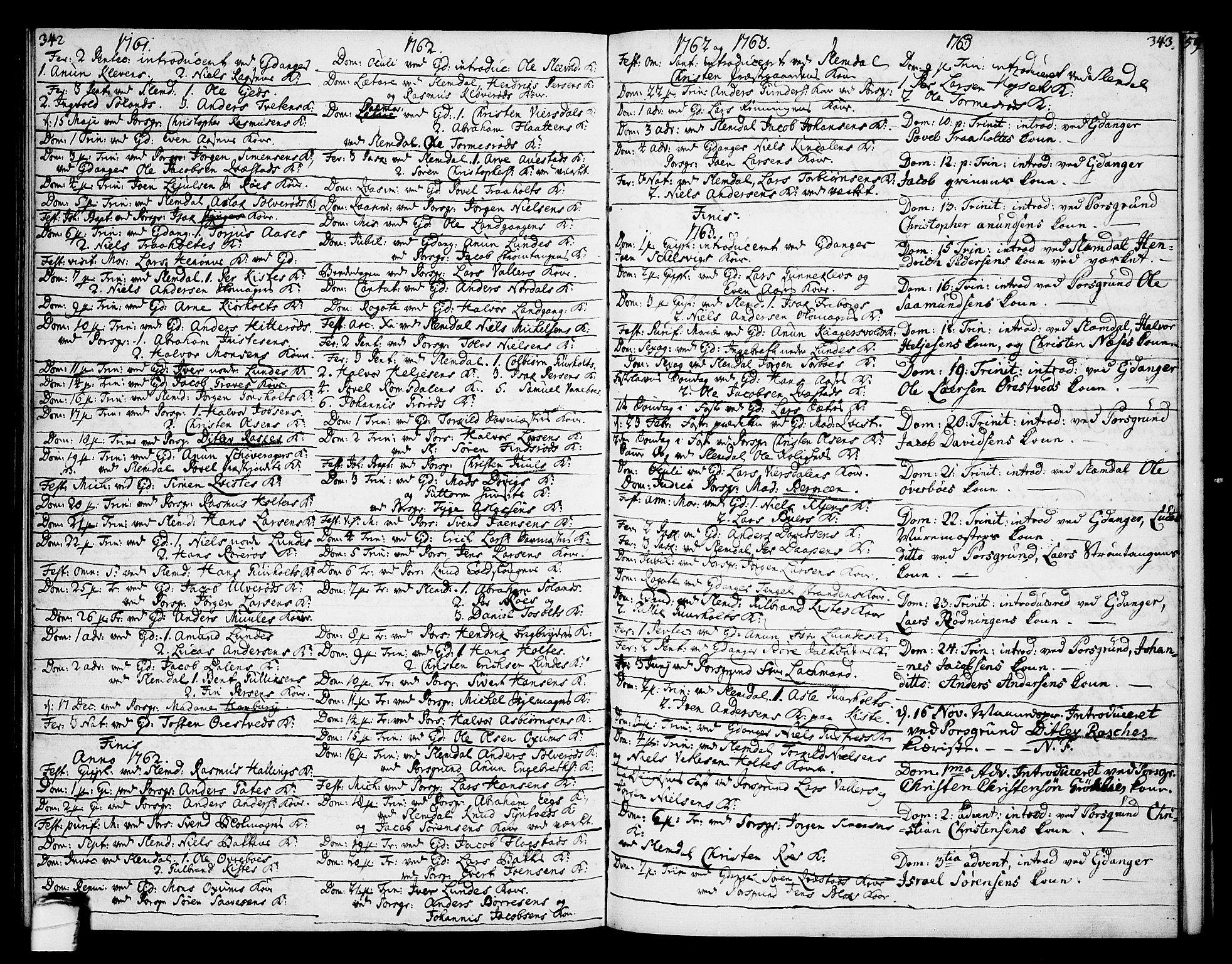 Eidanger kirkebøker, SAKO/A-261/F/Fa/L0005: Parish register (official) no. 5, 1760-1764, p. 342-343