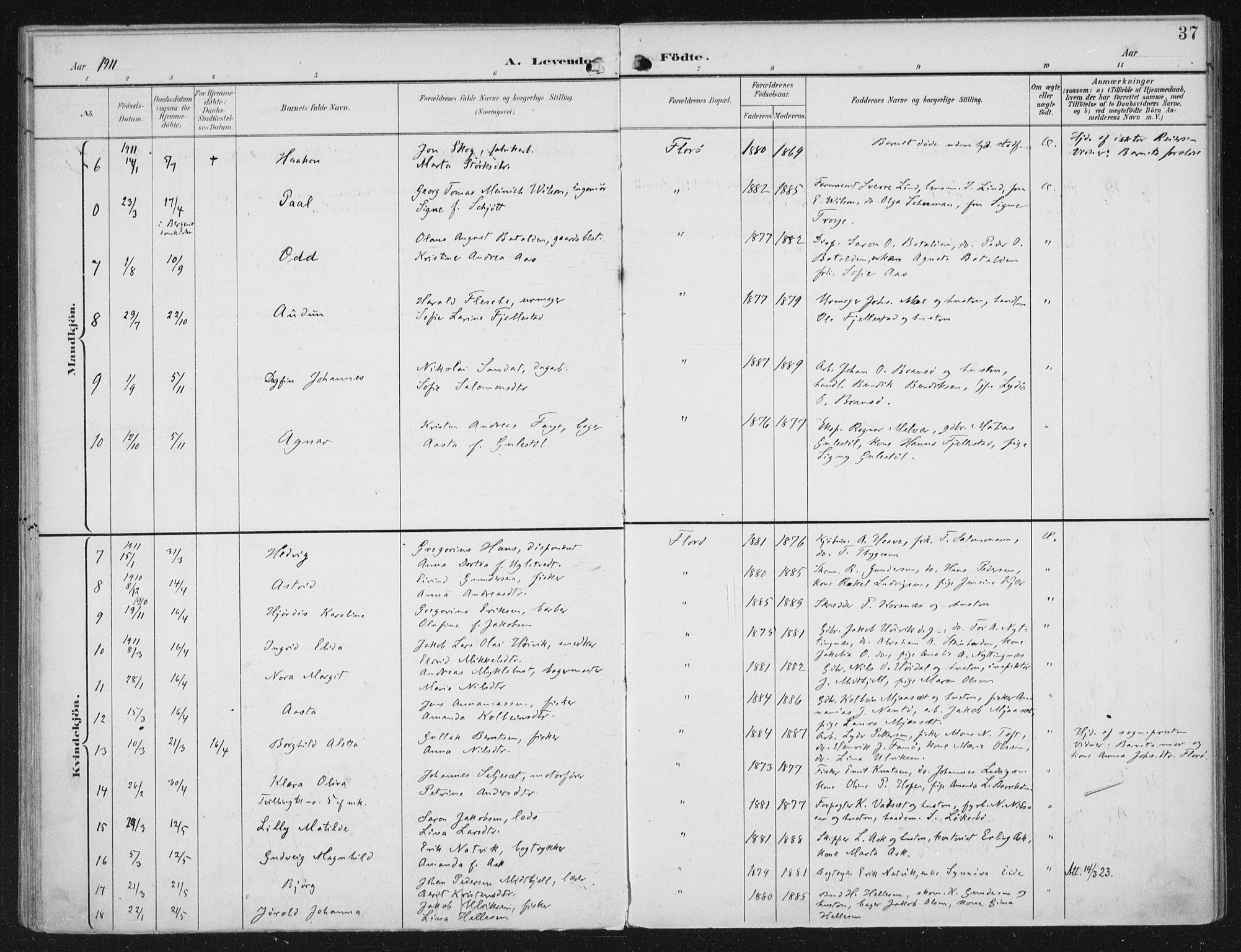 Kinn sokneprestembete, SAB/A-80801/H/Haa/Haac/L0002: Parish register (official) no. C 2, 1895-1916, p. 37