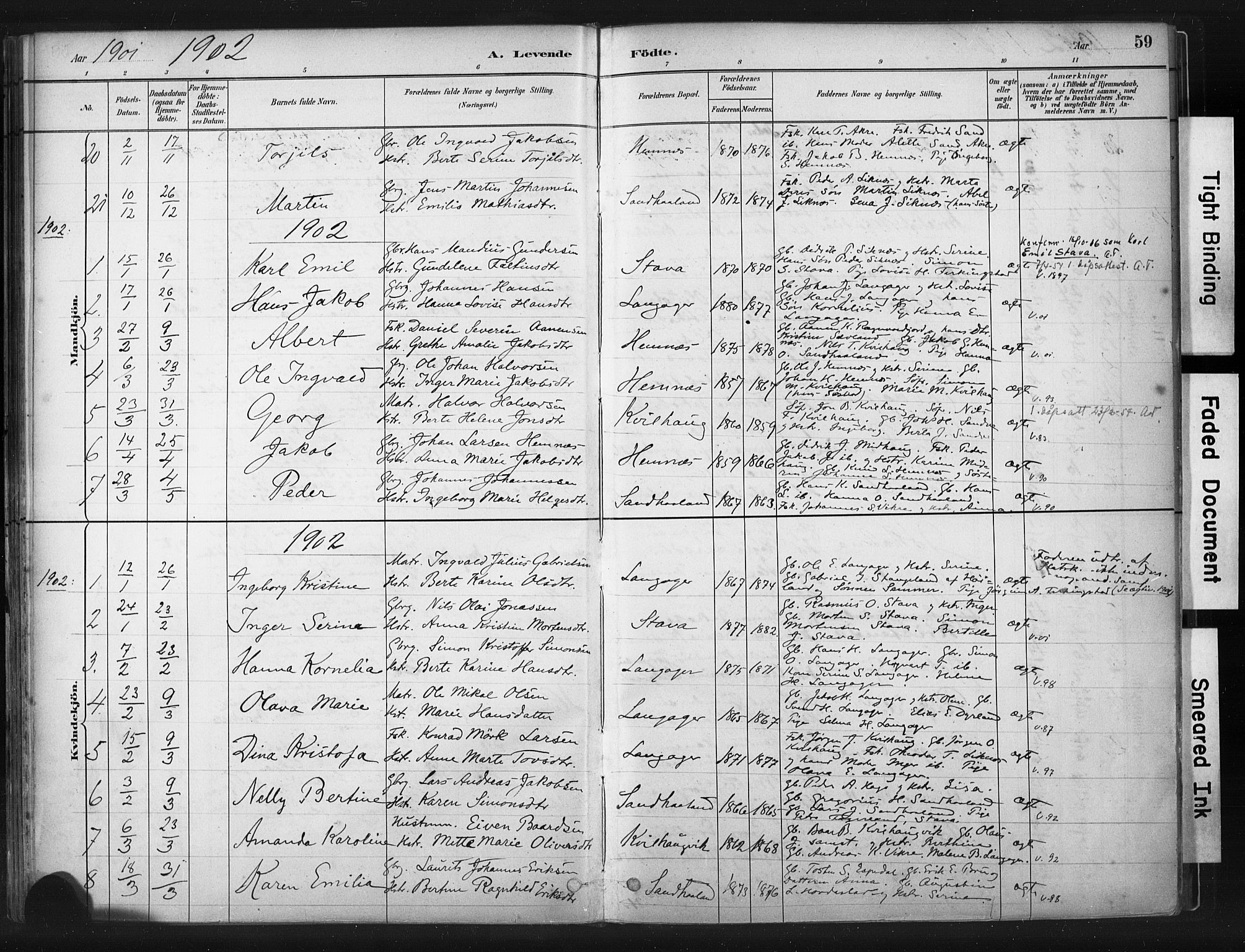 Skudenes sokneprestkontor, SAST/A -101849/H/Ha/Haa/L0010: Parish register (official) no. A 7, 1882-1912, p. 59