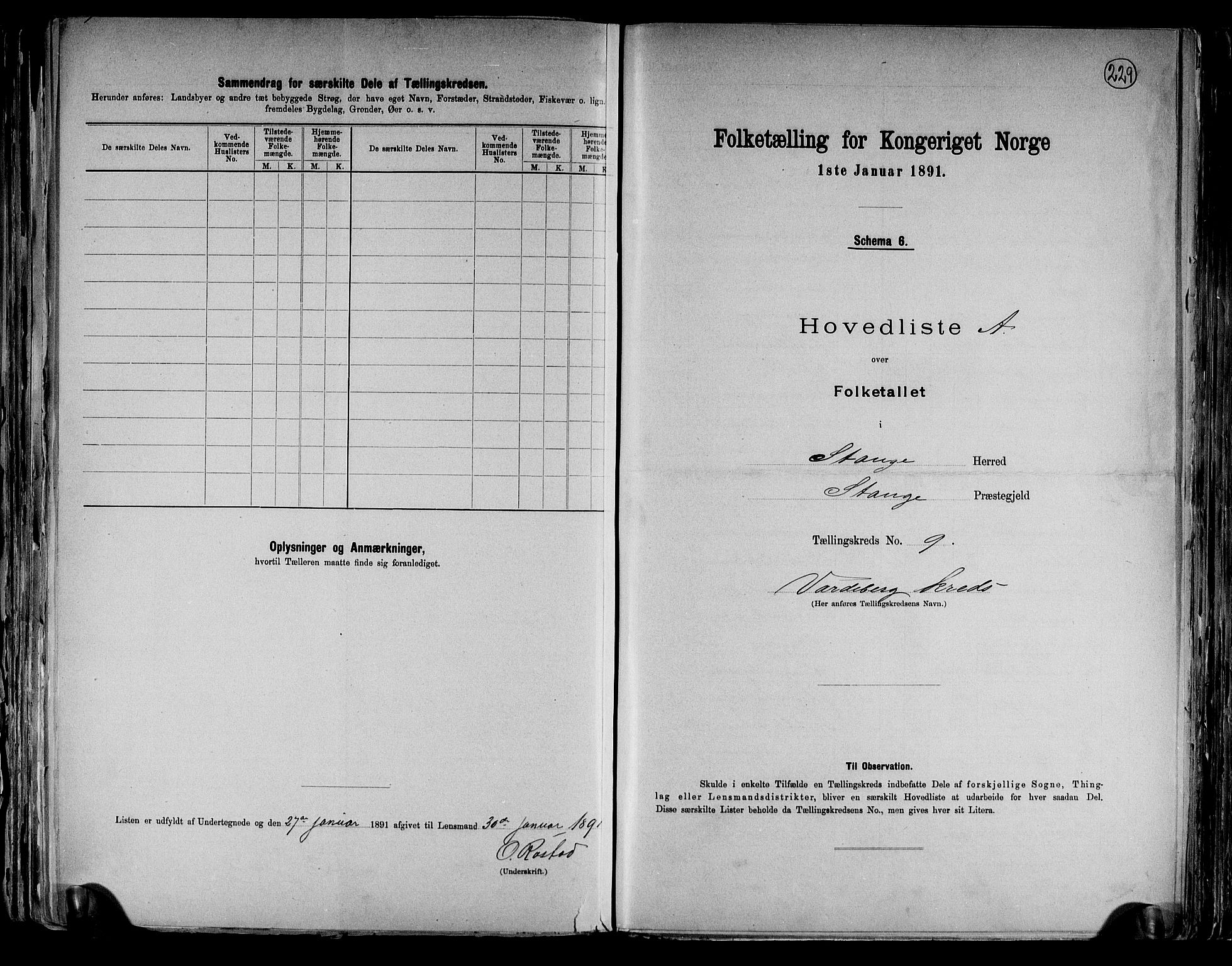 RA, 1891 census for 0417 Stange, 1891, p. 30