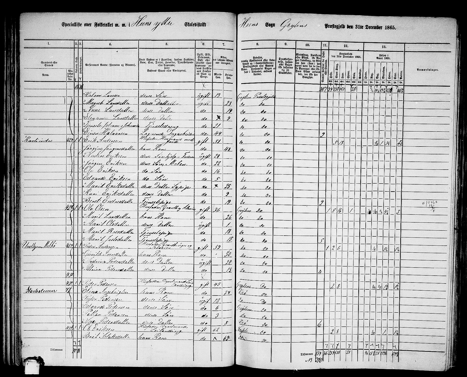 RA, 1865 census for Grytten, 1865, p. 38