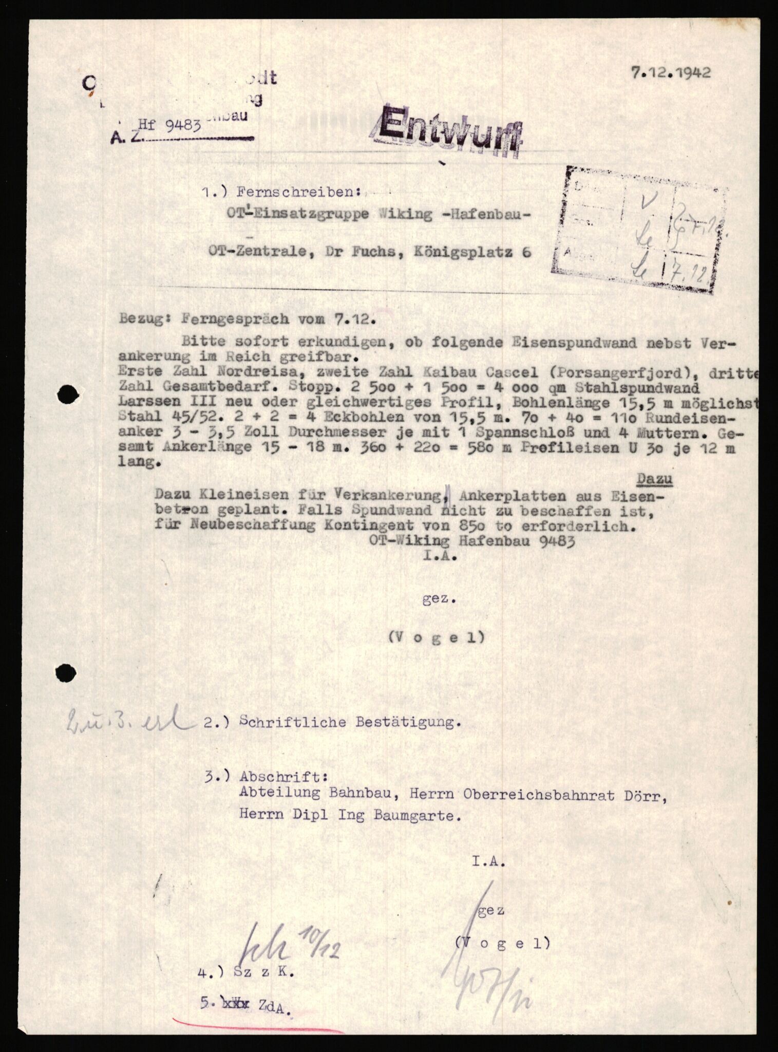 Tyske arkiver, Organisation Todt (OT), Einsatzgruppe Wiking, AV/RA-RAFA-2188/1/E/E6/E6c/L0007: Nachschub: Arkivkode 9451-9490, 1940-1945, p. 593