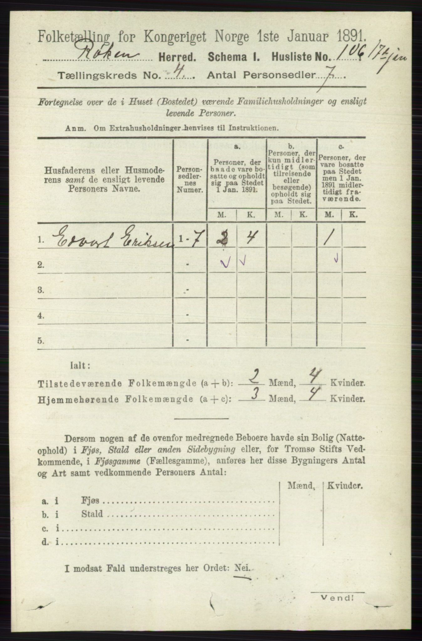 RA, 1891 census for 0627 Røyken, 1891, p. 1840