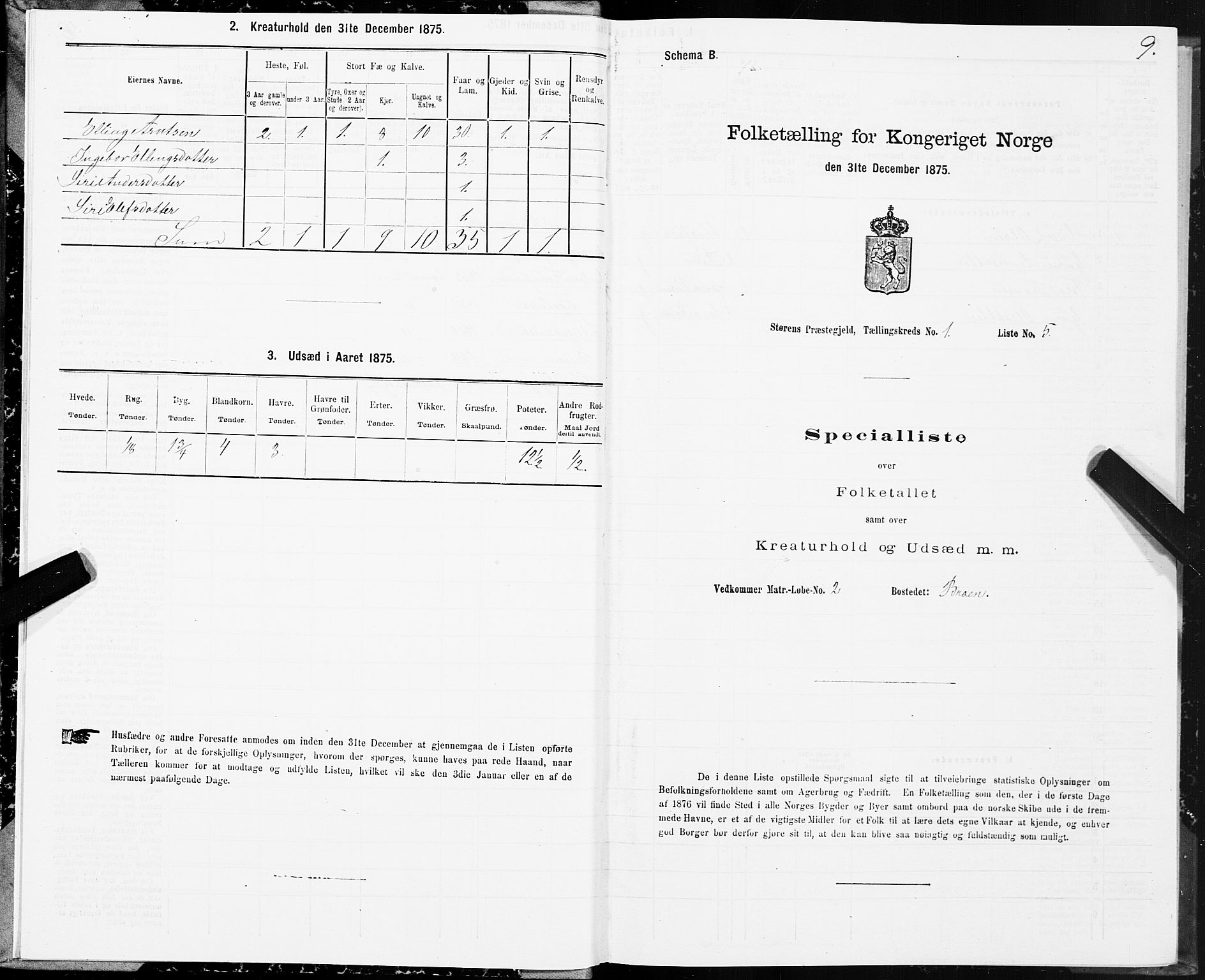 SAT, 1875 census for 1648P Støren, 1875, p. 7009