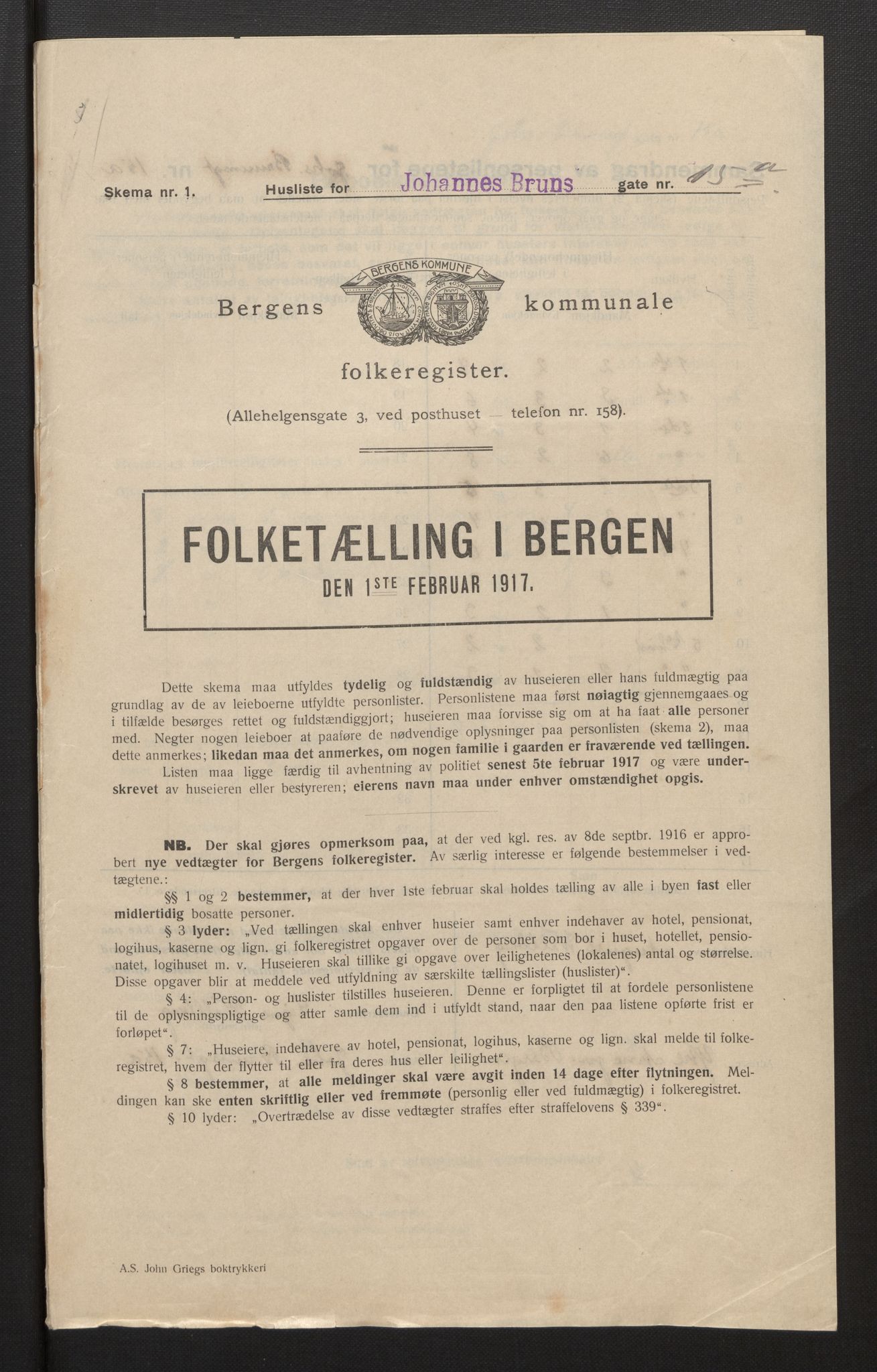 SAB, Municipal Census 1917 for Bergen, 1917, p. 15976