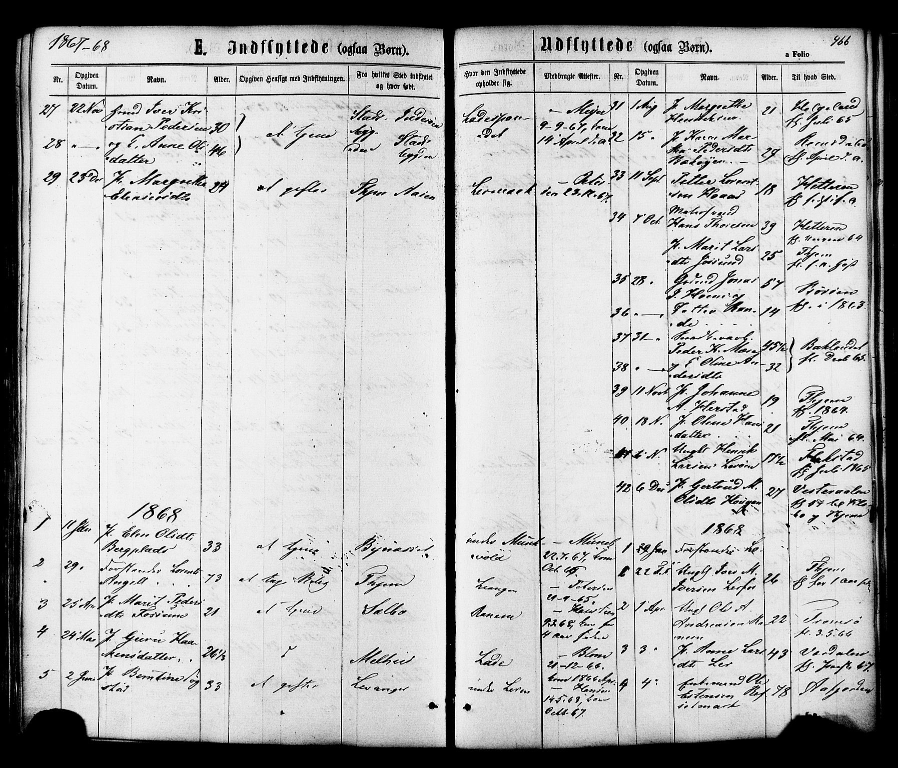 Ministerialprotokoller, klokkerbøker og fødselsregistre - Sør-Trøndelag, SAT/A-1456/606/L0293: Parish register (official) no. 606A08, 1866-1877, p. 466