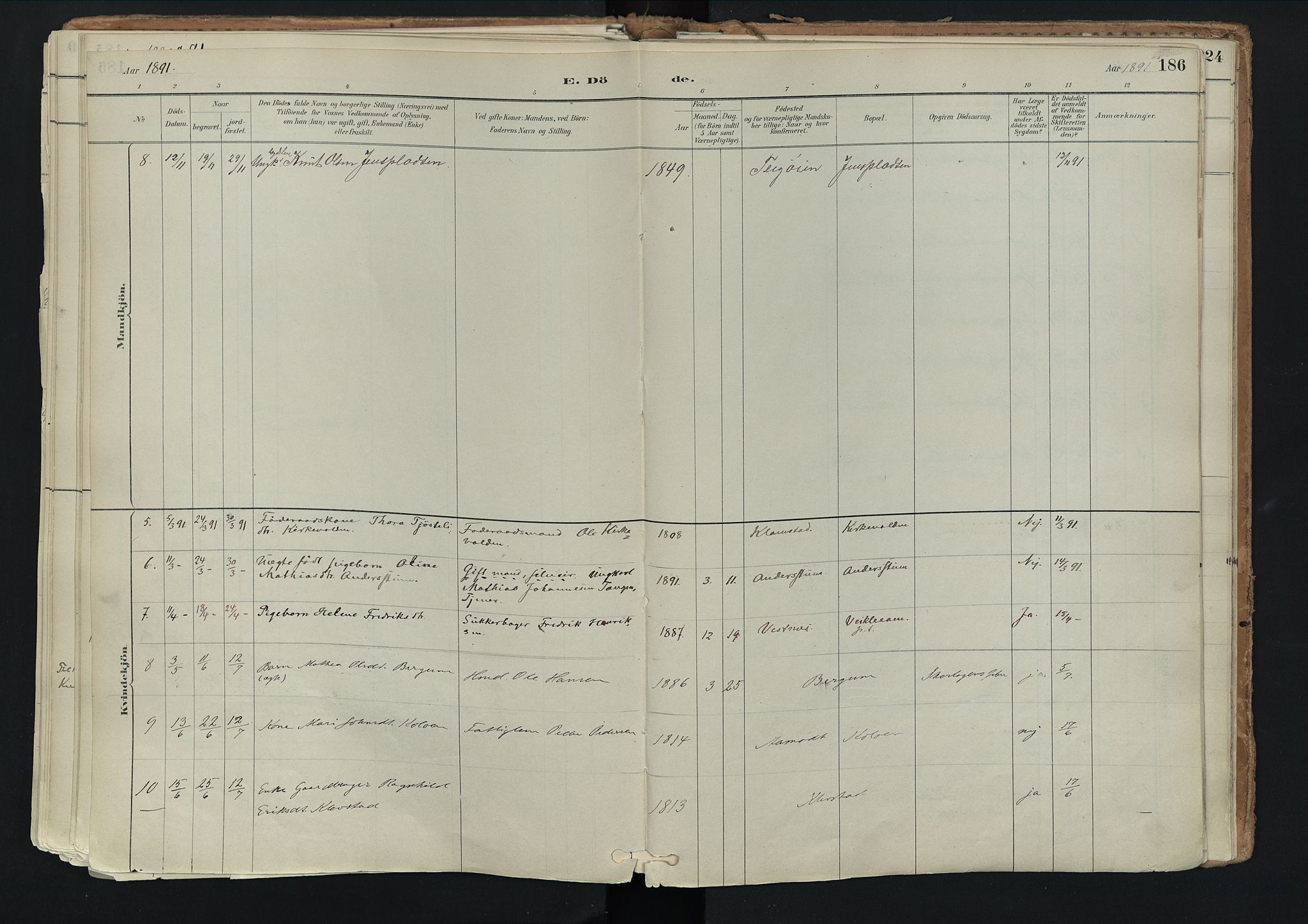 Nord-Fron prestekontor, SAH/PREST-080/H/Ha/Haa/L0003: Parish register (official) no. 3, 1884-1914, p. 186