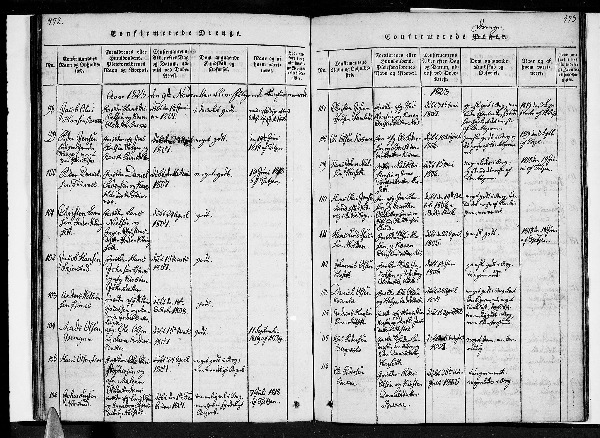 Ministerialprotokoller, klokkerbøker og fødselsregistre - Nordland, SAT/A-1459/852/L0736: Parish register (official) no. 852A06, 1820-1833, p. 472-473