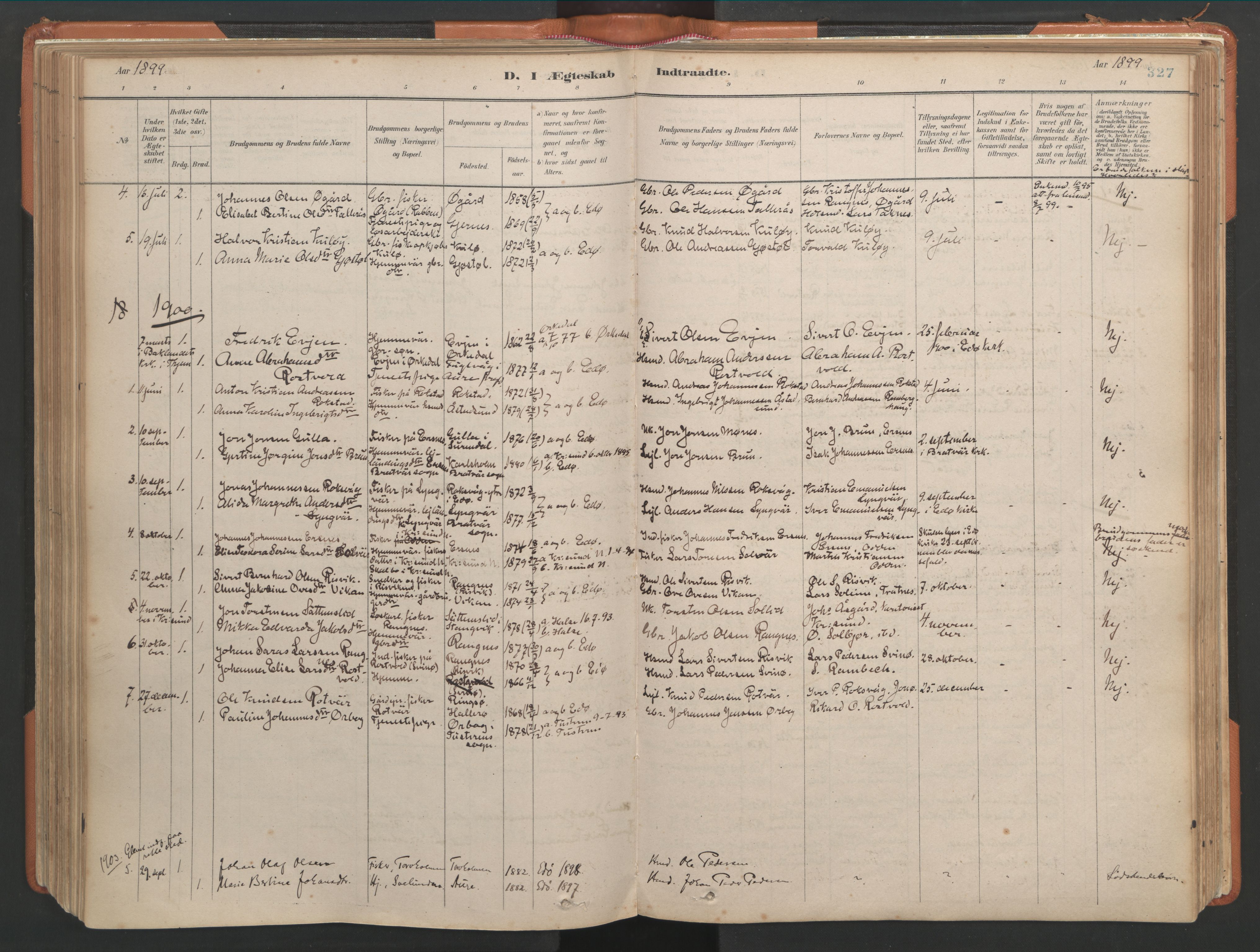 Ministerialprotokoller, klokkerbøker og fødselsregistre - Møre og Romsdal, SAT/A-1454/581/L0941: Parish register (official) no. 581A09, 1880-1919, p. 327