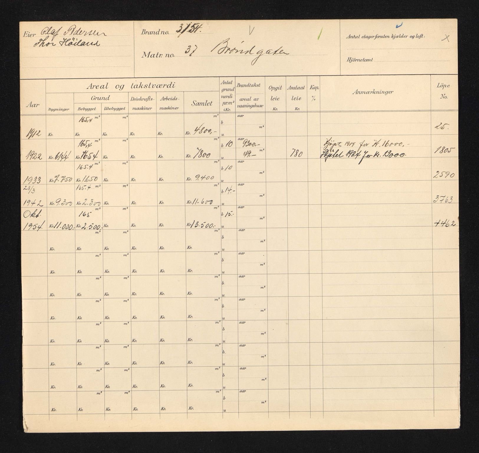 Stavanger kommune. Skattetakstvesenet, BYST/A-0440/F/Fa/Faa/L0006/0007: Skattetakstkort / Brønngata 36 - 59