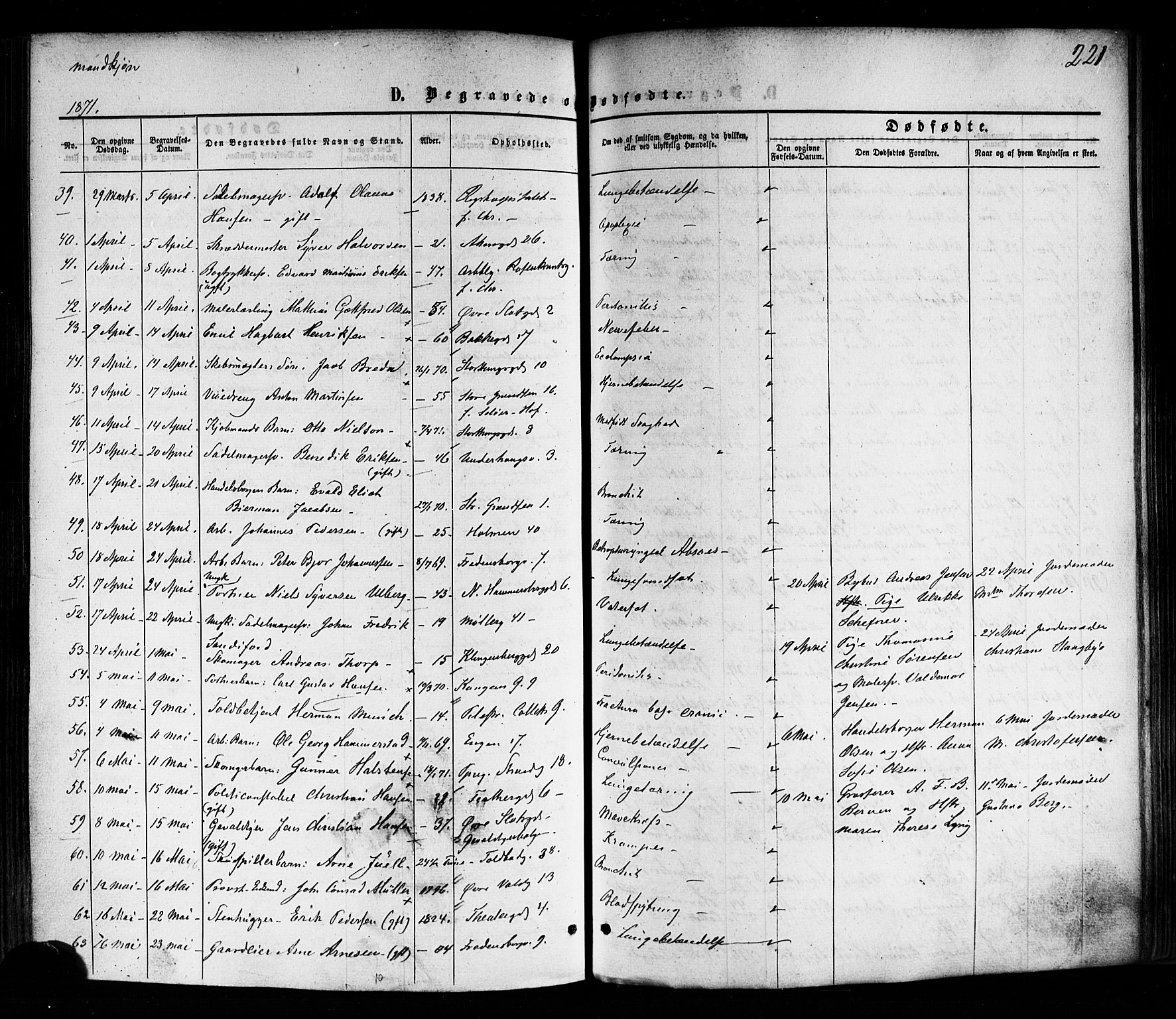 Trefoldighet prestekontor Kirkebøker, SAO/A-10882/F/Fd/L0001: Parish register (official) no. IV 1, 1858-1877, p. 221