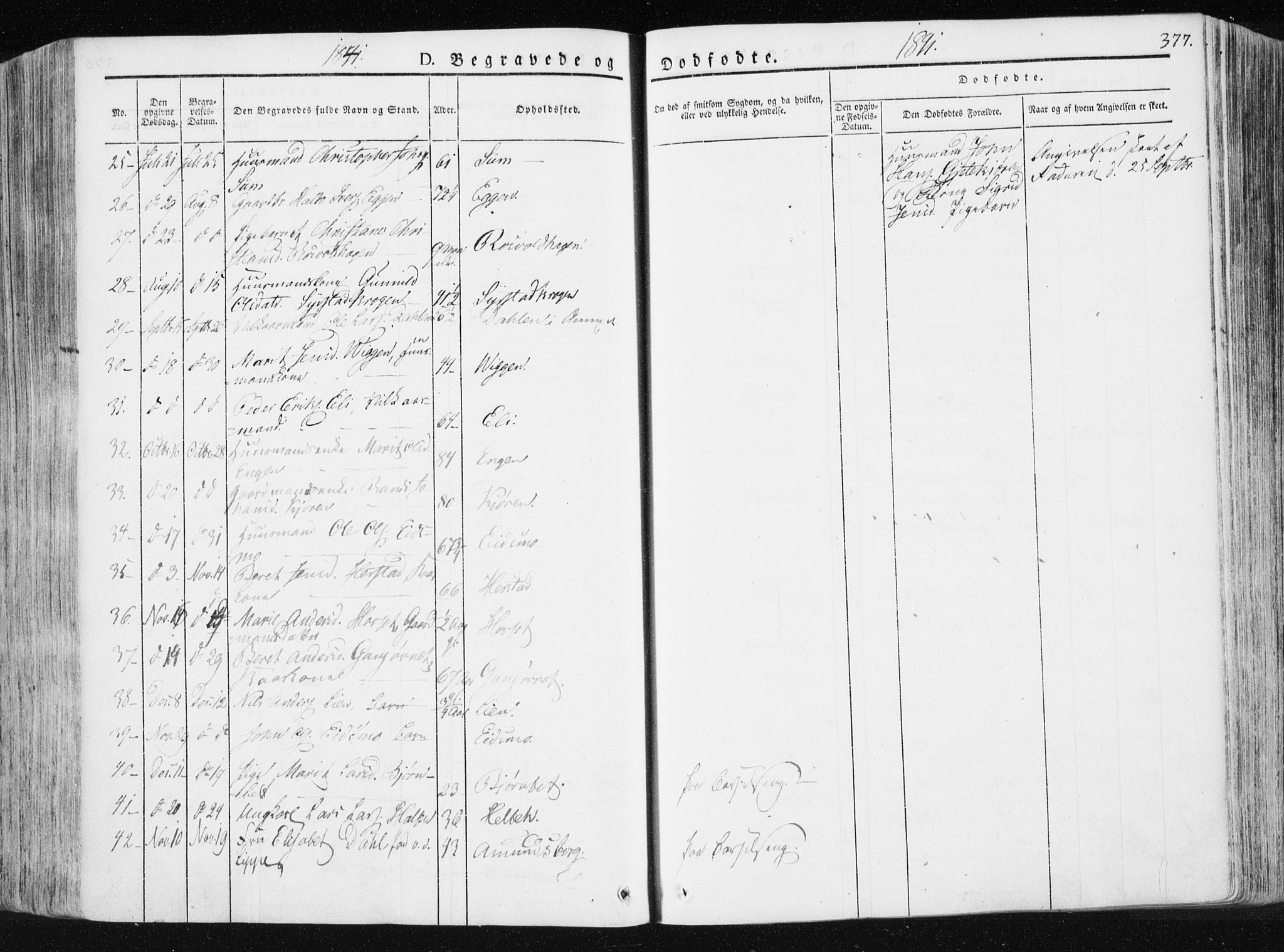 Ministerialprotokoller, klokkerbøker og fødselsregistre - Sør-Trøndelag, SAT/A-1456/665/L0771: Parish register (official) no. 665A06, 1830-1856, p. 377