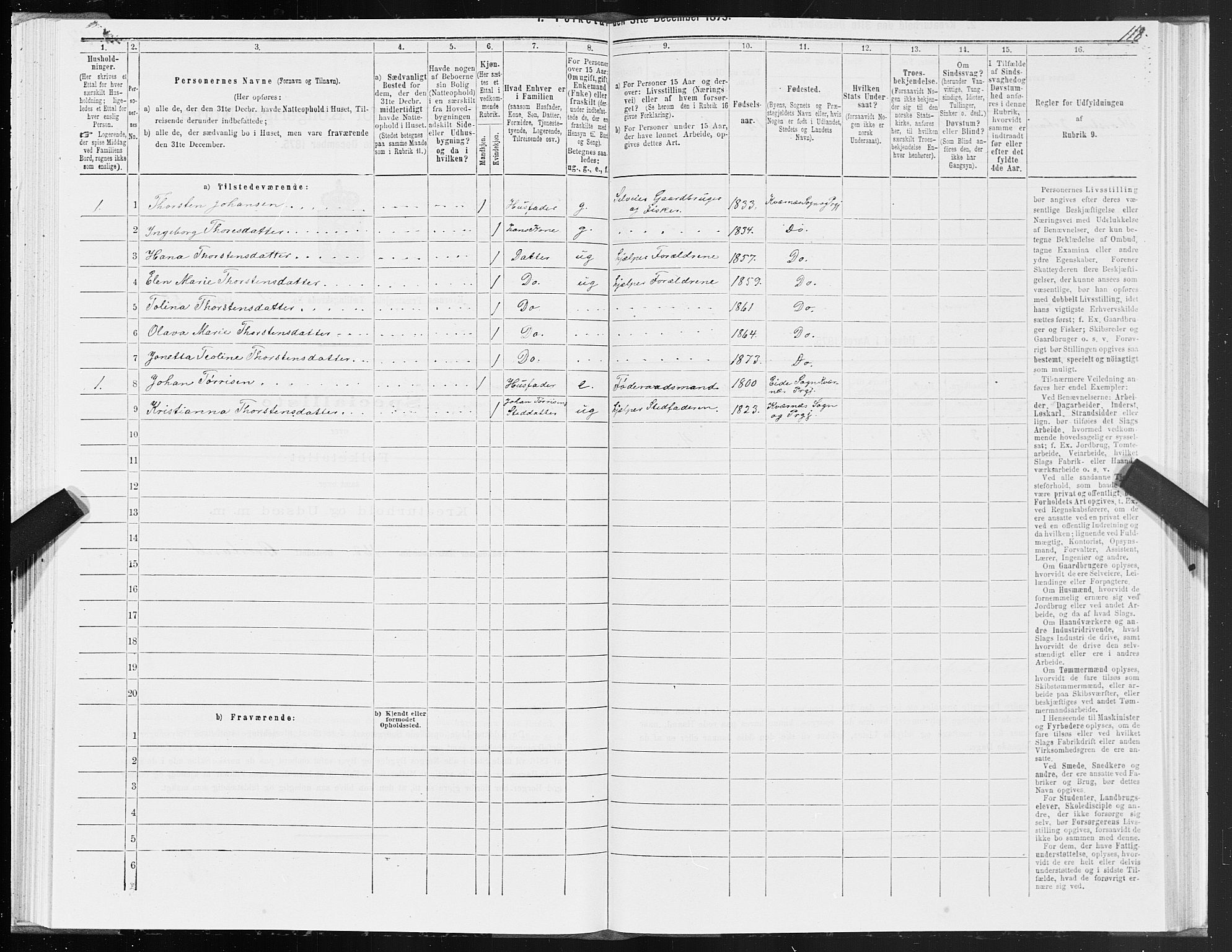 SAT, 1875 census for 1553P Kvernes, 1875, p. 1118