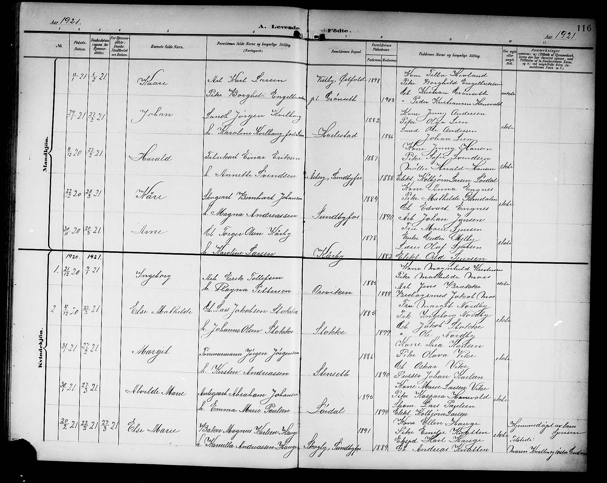 Hof kirkebøker, AV/SAKO-A-64/G/Ga/L0005: Parish register (copy) no. I 5, 1899-1922, p. 116