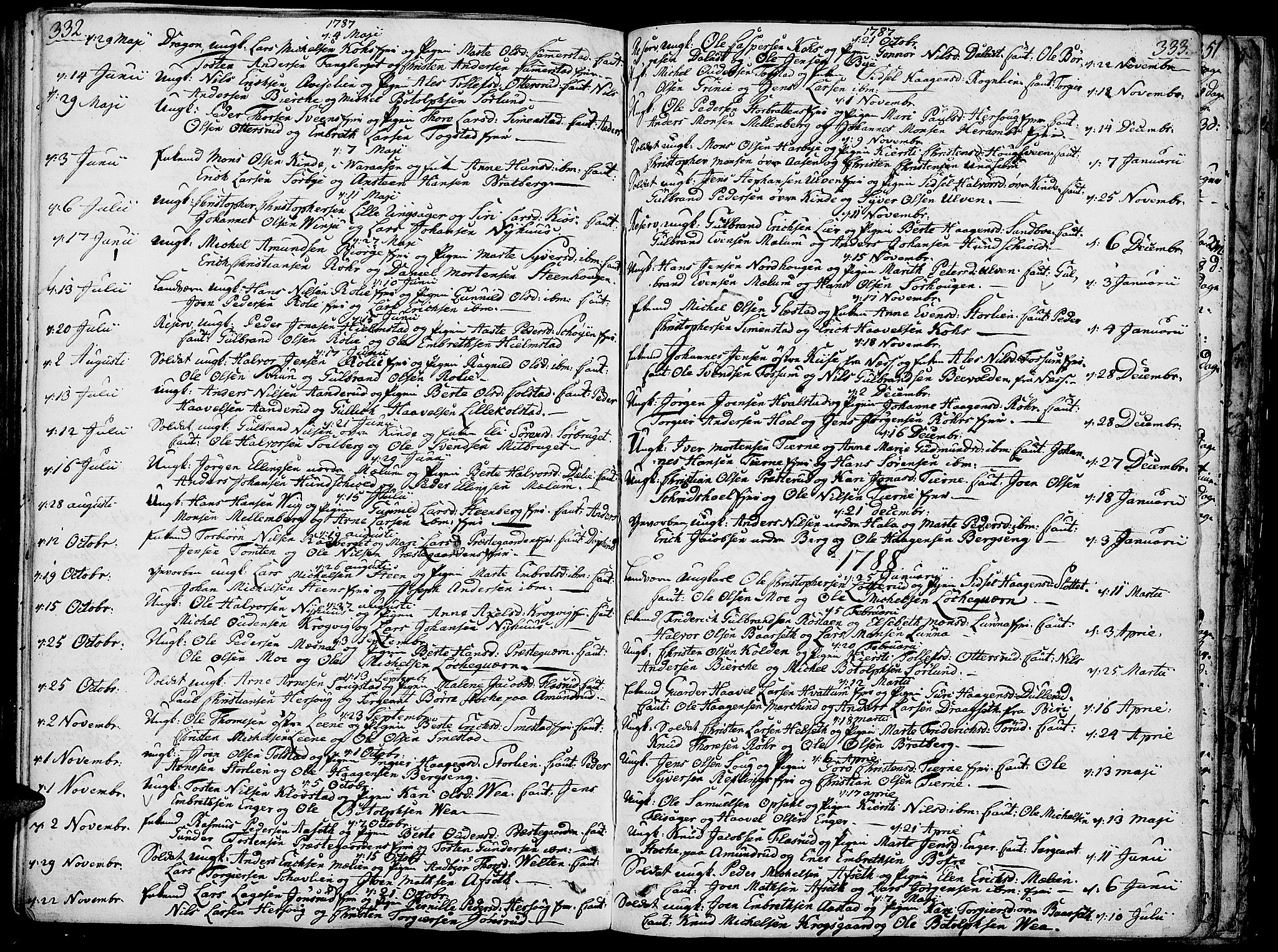 Ringsaker prestekontor, AV/SAH-PREST-014/K/Ka/L0003: Parish register (official) no. 3, 1775-1798, p. 332-333