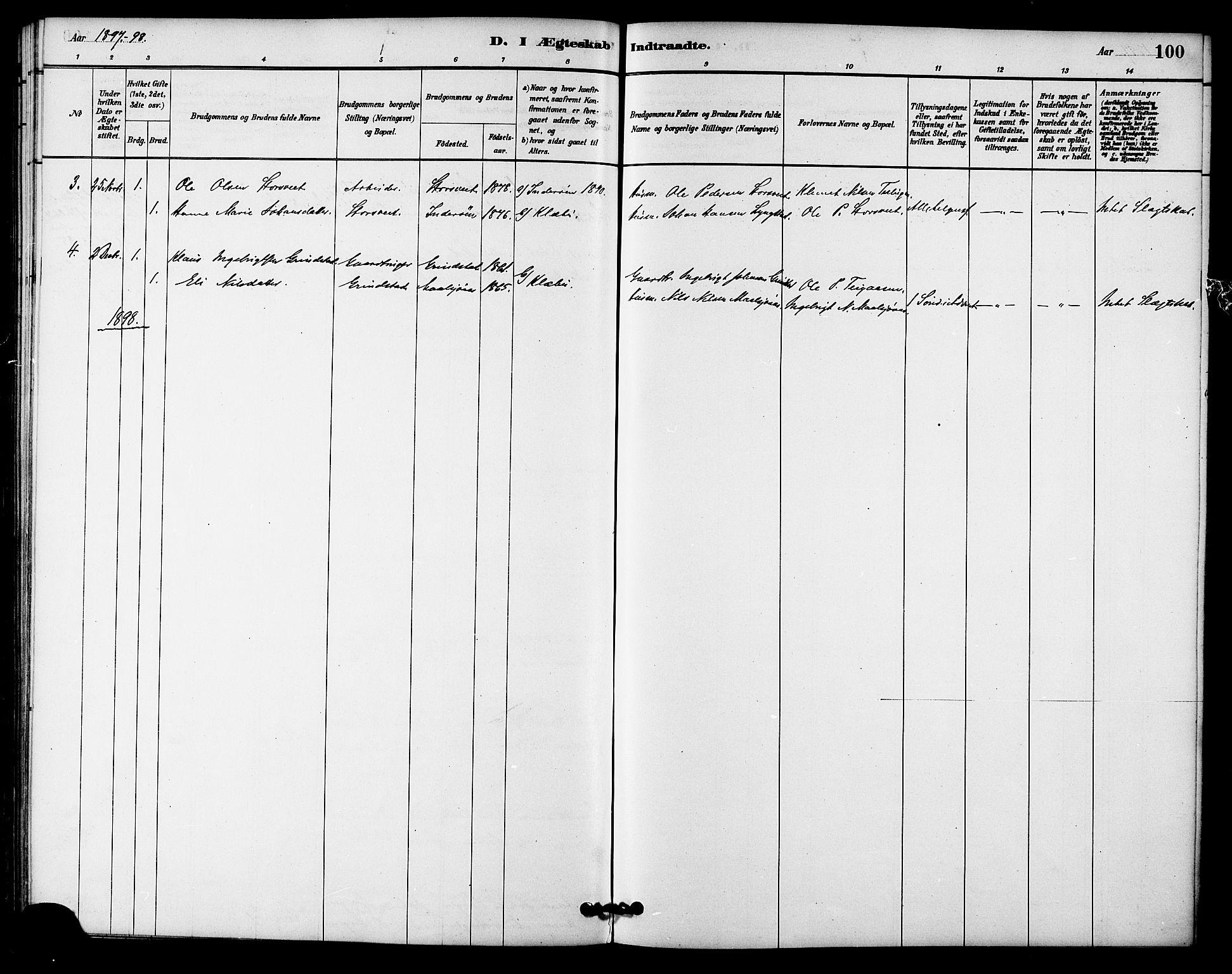 Ministerialprotokoller, klokkerbøker og fødselsregistre - Sør-Trøndelag, AV/SAT-A-1456/618/L0444: Parish register (official) no. 618A07, 1880-1898, p. 100