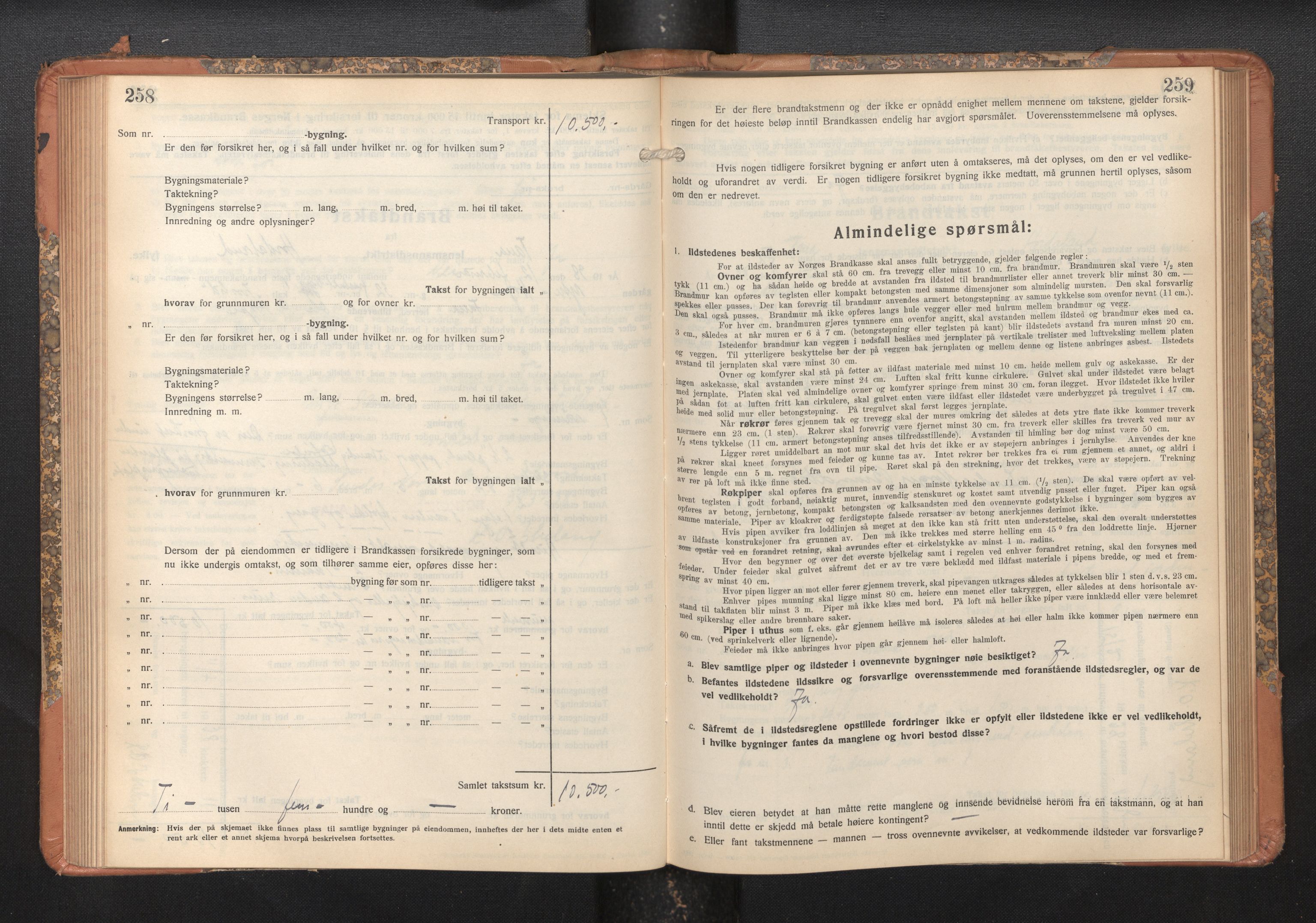 Lensmannen i Fana, AV/SAB-A-31801/0012/L0024: Branntakstprotokoll skjematakst, 1935-1948, p. 258-259