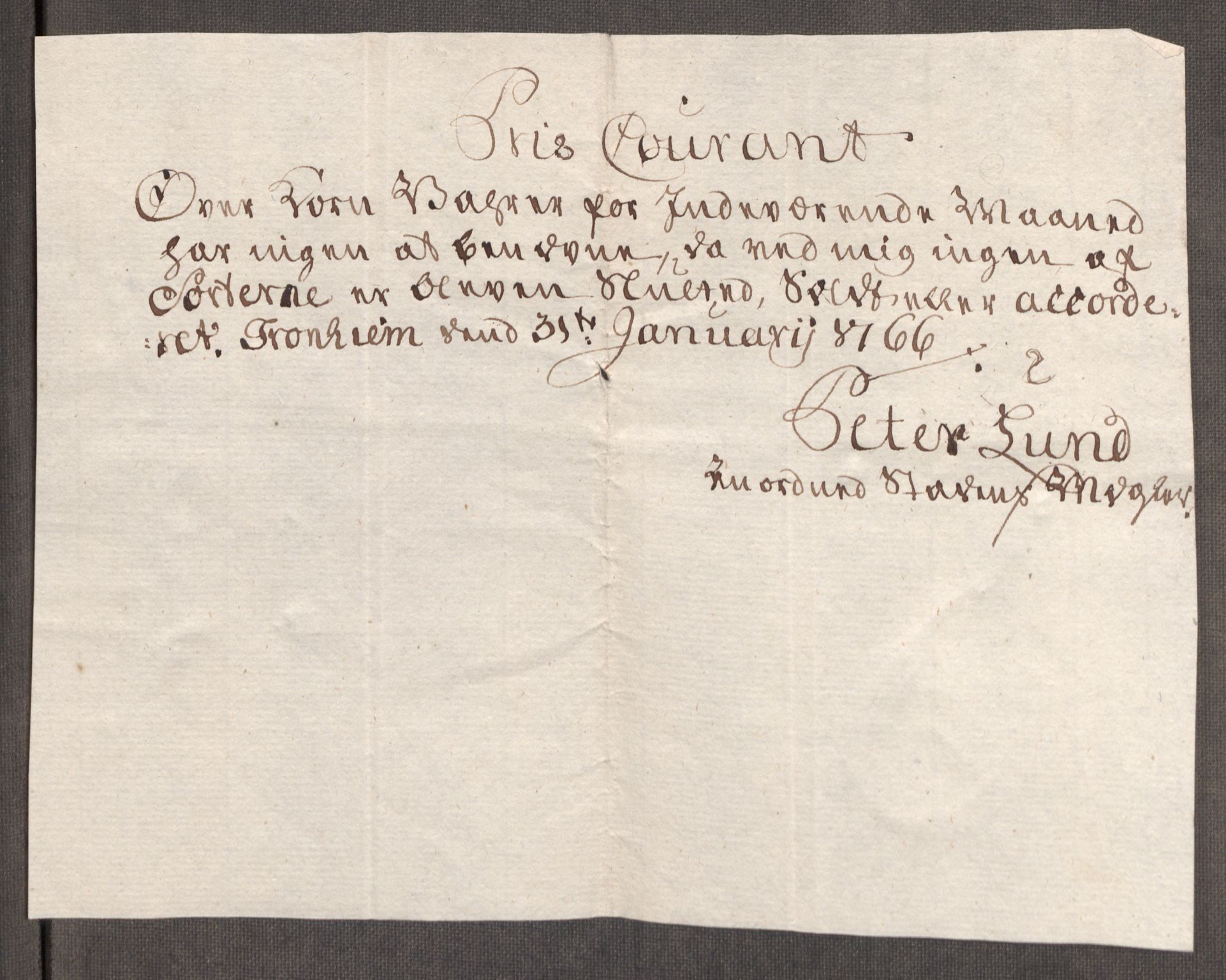 Rentekammeret inntil 1814, Realistisk ordnet avdeling, AV/RA-EA-4070/Oe/L0009: [Ø1]: Nordafjelske priskuranter, 1759-1768, p. 329