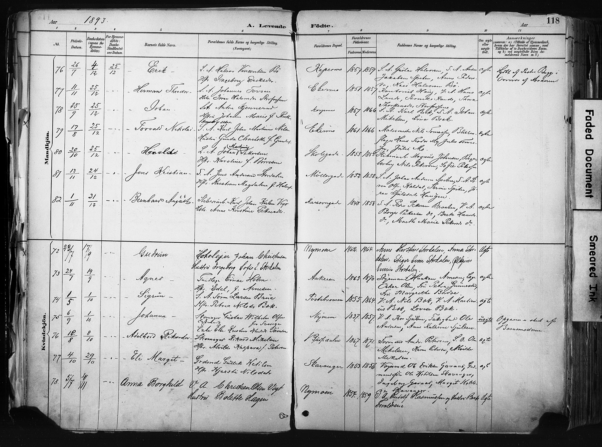 Kongsberg kirkebøker, SAKO/A-22/F/Fb/L0002: Parish register (official) no. II 2, 1886-1896, p. 118