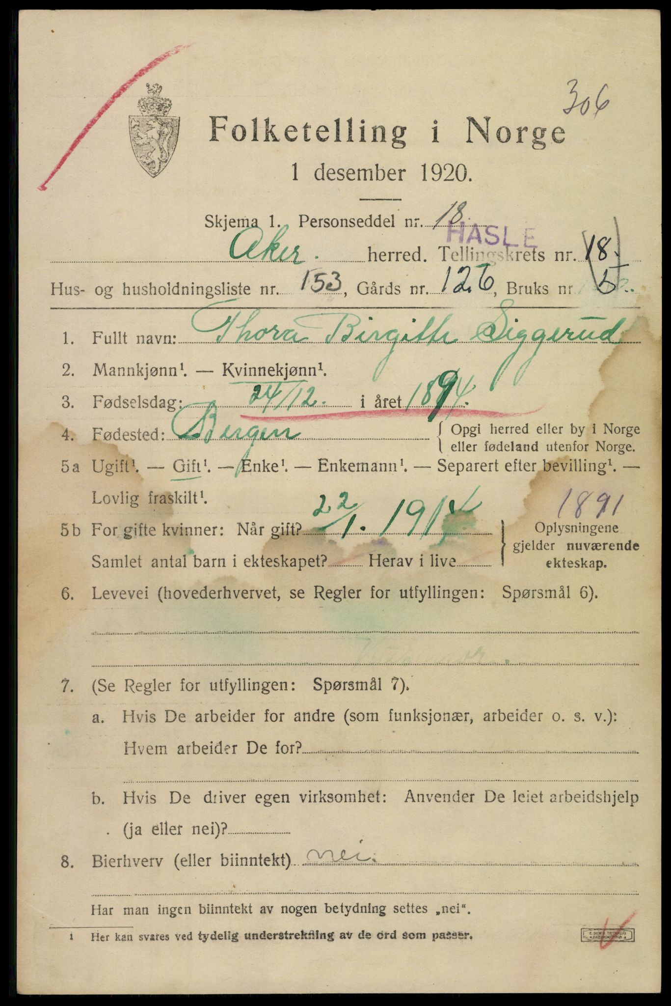 SAO, 1920 census for Aker, 1920, p. 114402