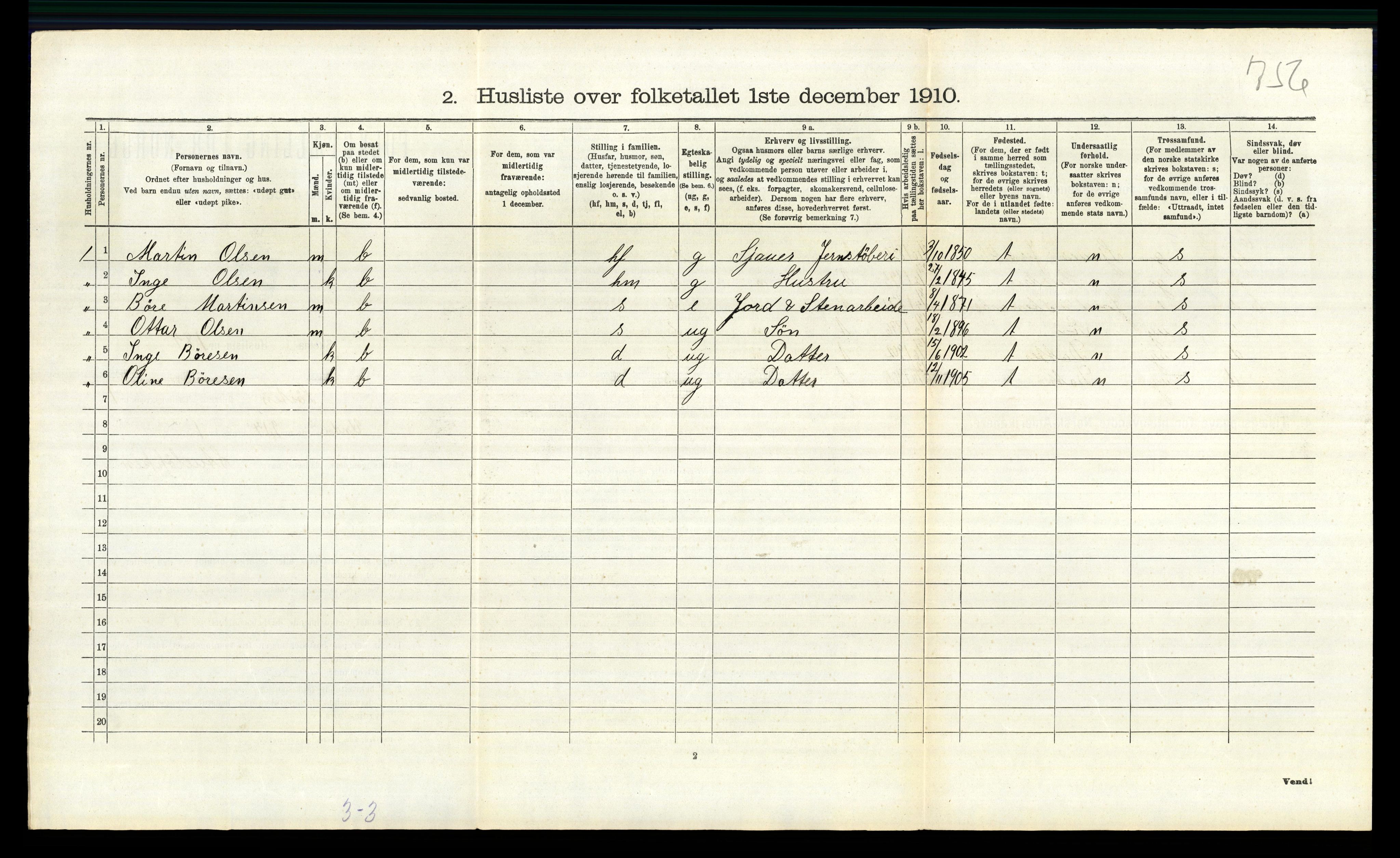 RA, 1910 census for Løten, 1910, p. 421