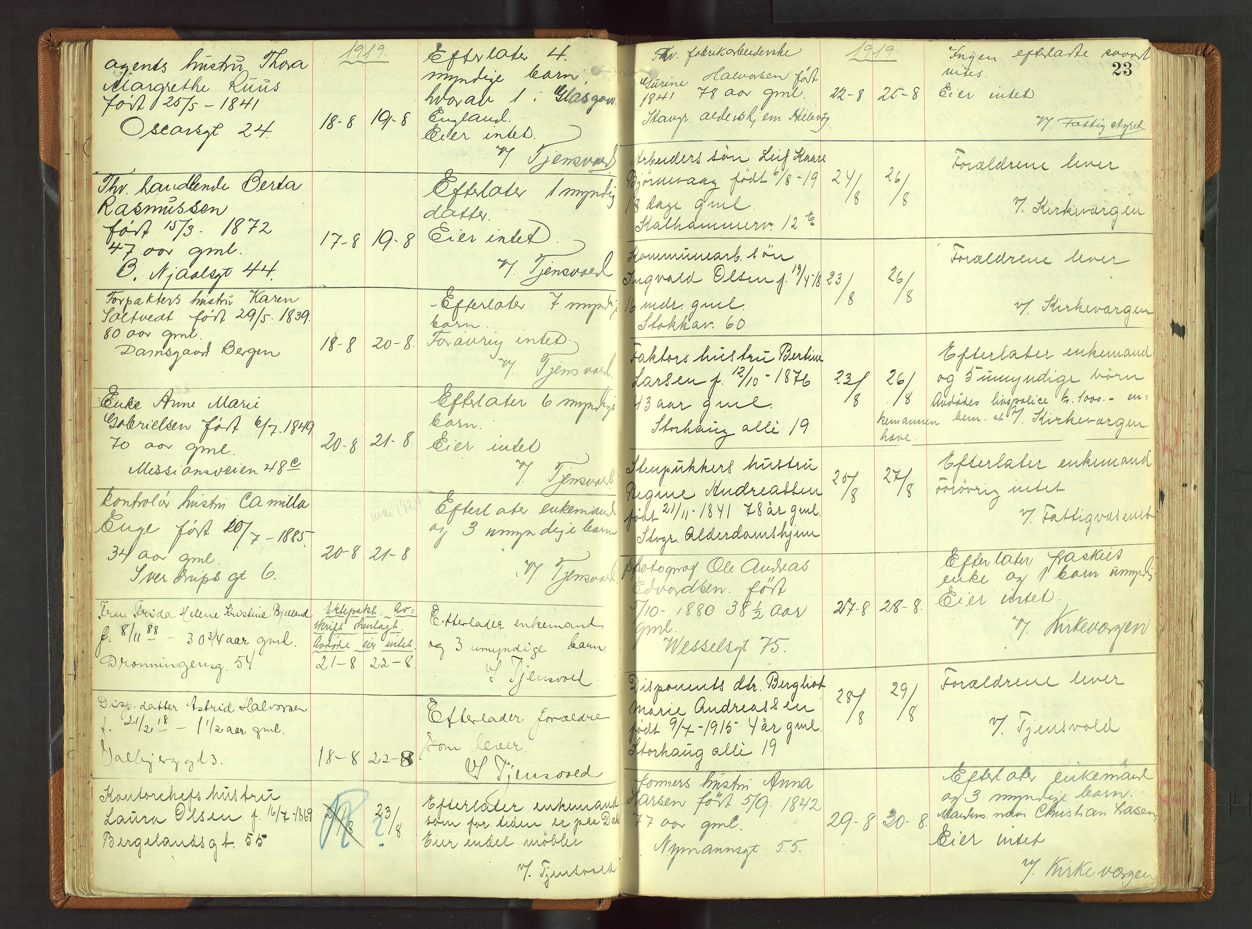 Stavanger skifteforvalter, AV/SAST-A-101412/001/5/52/52B/L0005: Dødsfallsprotokoll, 1918-1923, p. 23