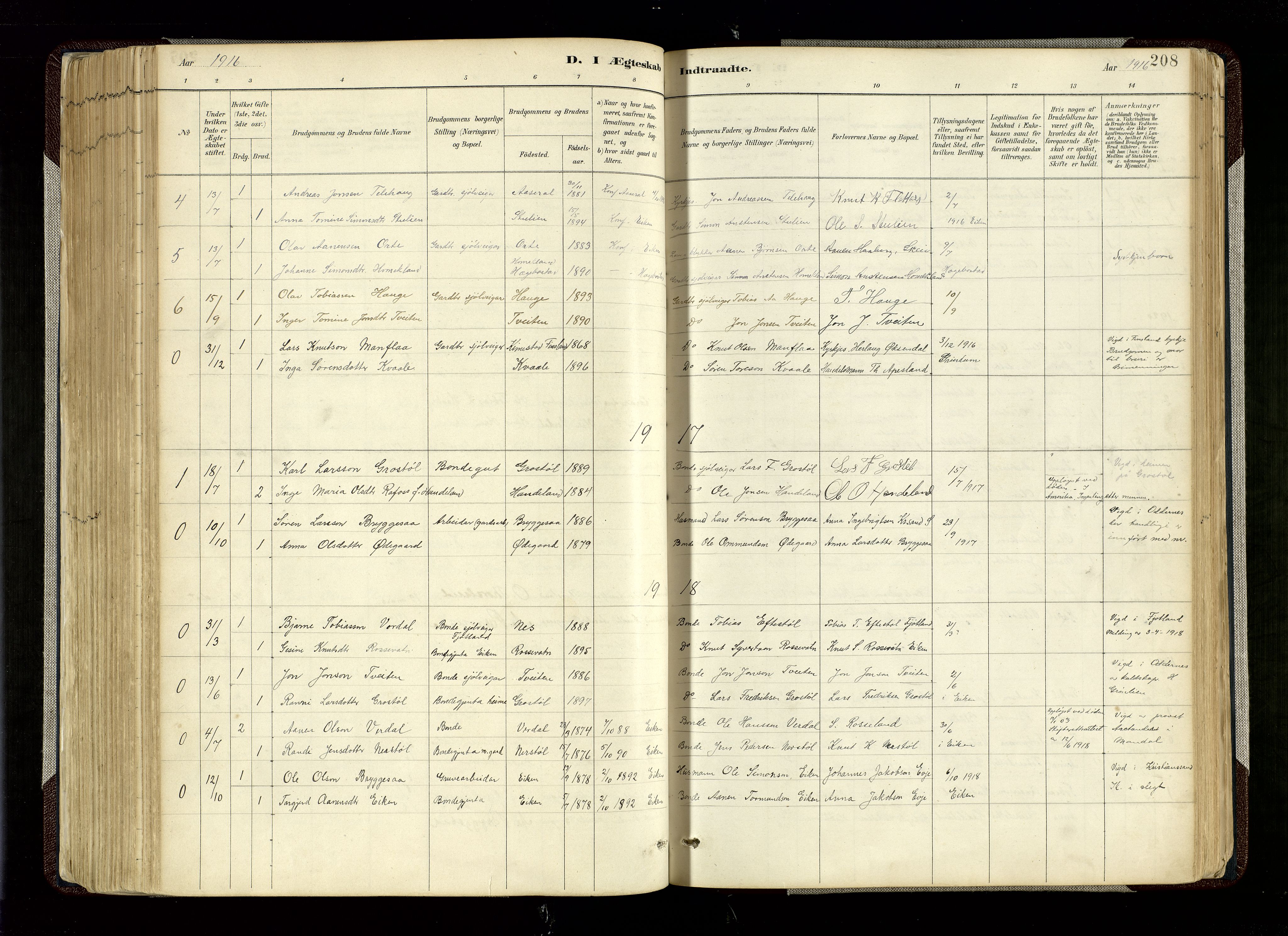 Hægebostad sokneprestkontor, SAK/1111-0024/F/Fa/Fab/L0004: Parish register (official) no. A 4, 1887-1929, p. 208