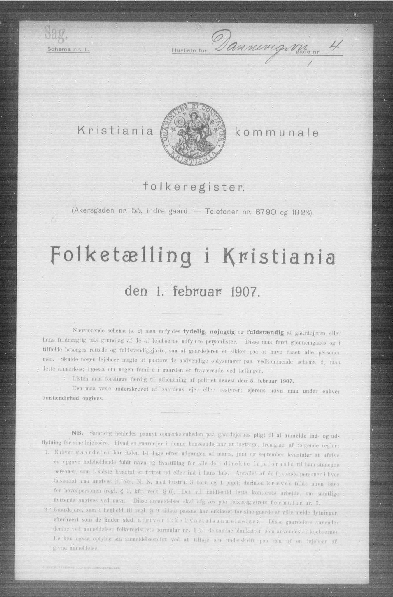 OBA, Municipal Census 1907 for Kristiania, 1907, p. 7681